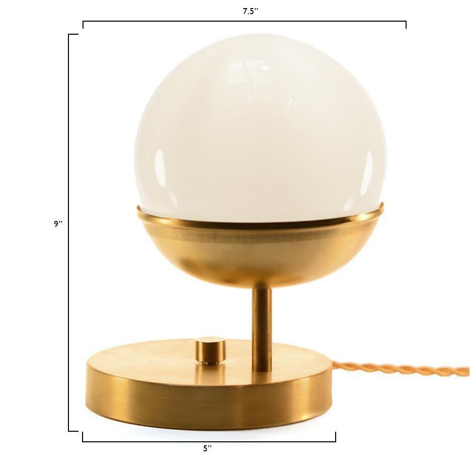 American Brass Off Center Globe Table Light For Sale