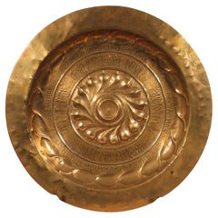 Brass Offering Dish With Gothic Inscriptions Nuremberg Circa 1600