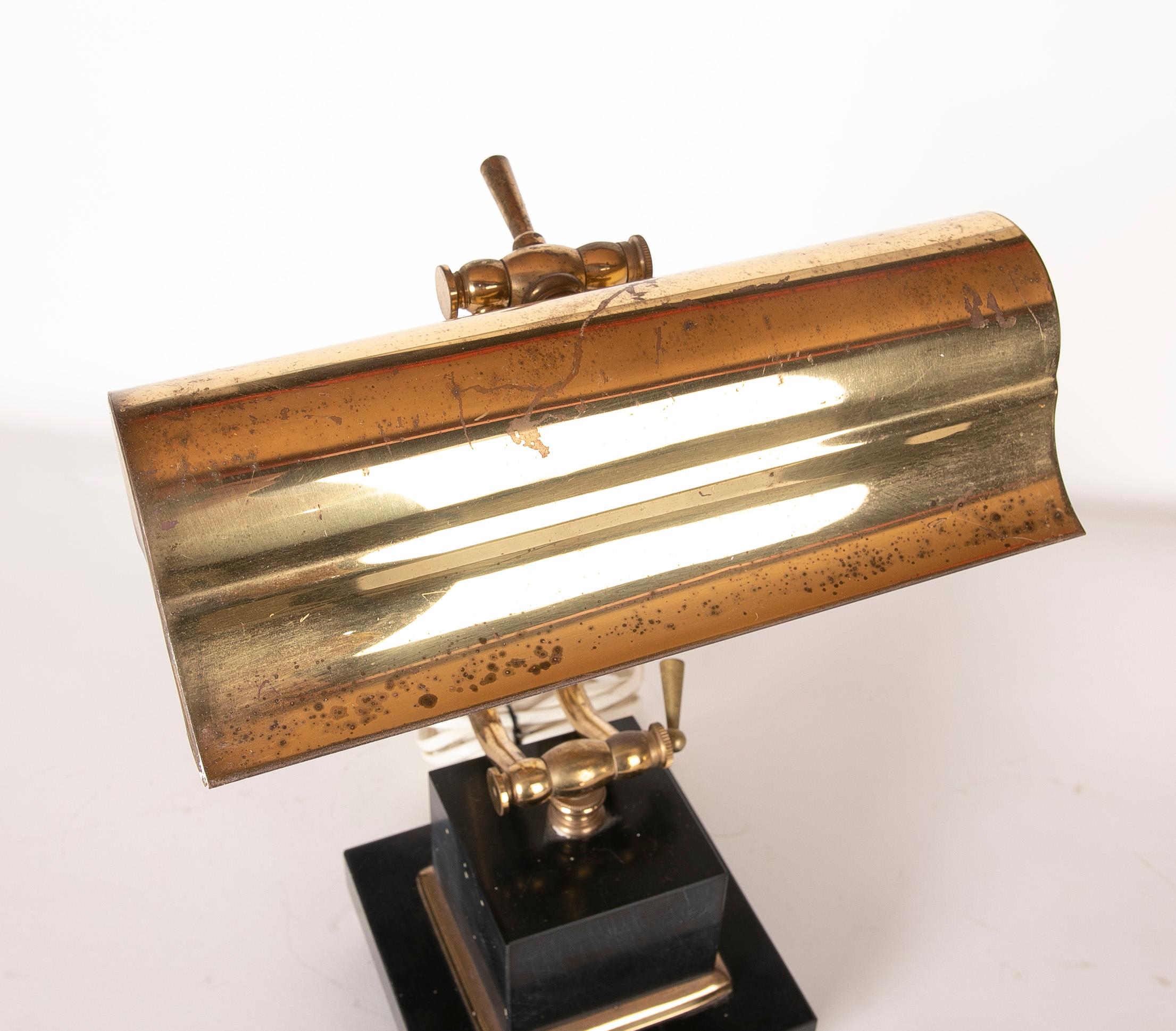 Brass Office Table Lamp with Marble Base For Sale 10