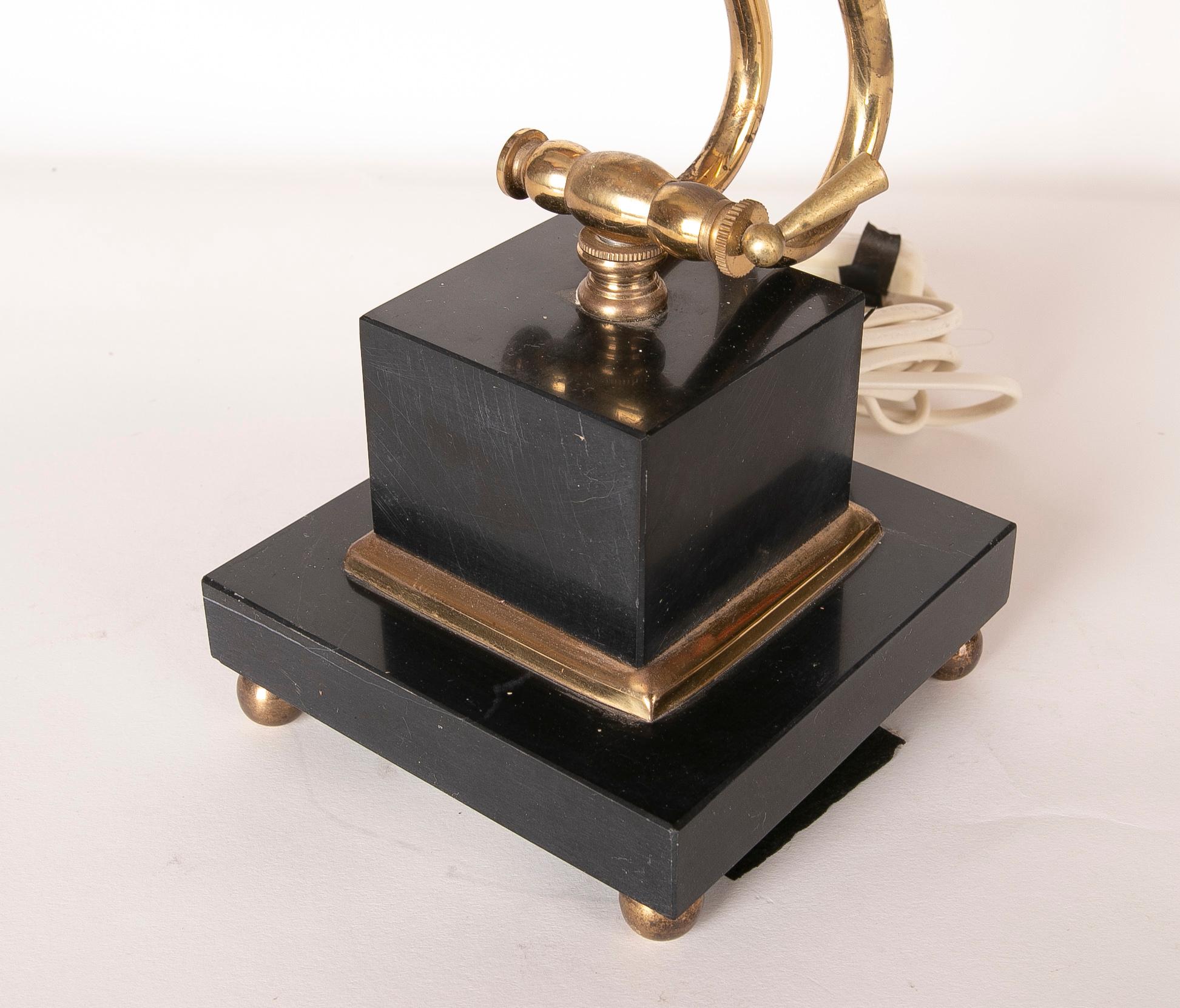 Brass Office Table Lamp with Marble Base For Sale 1