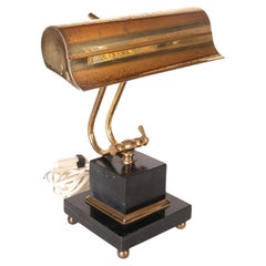 Used Brass Office Table Lamp with Marble Base