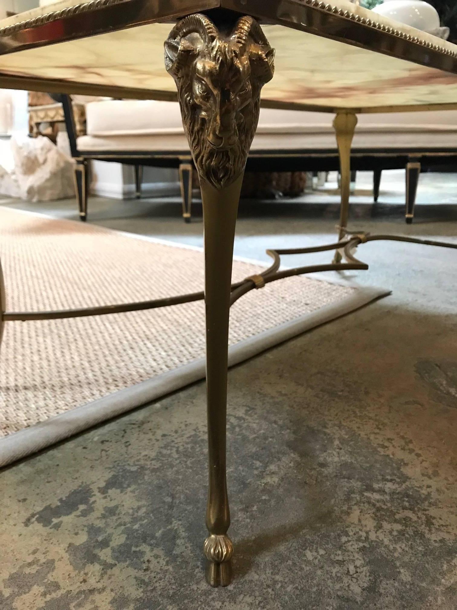 Brass Onyx Cocktail Table by Maison Jansen In Excellent Condition In Dallas, TX
