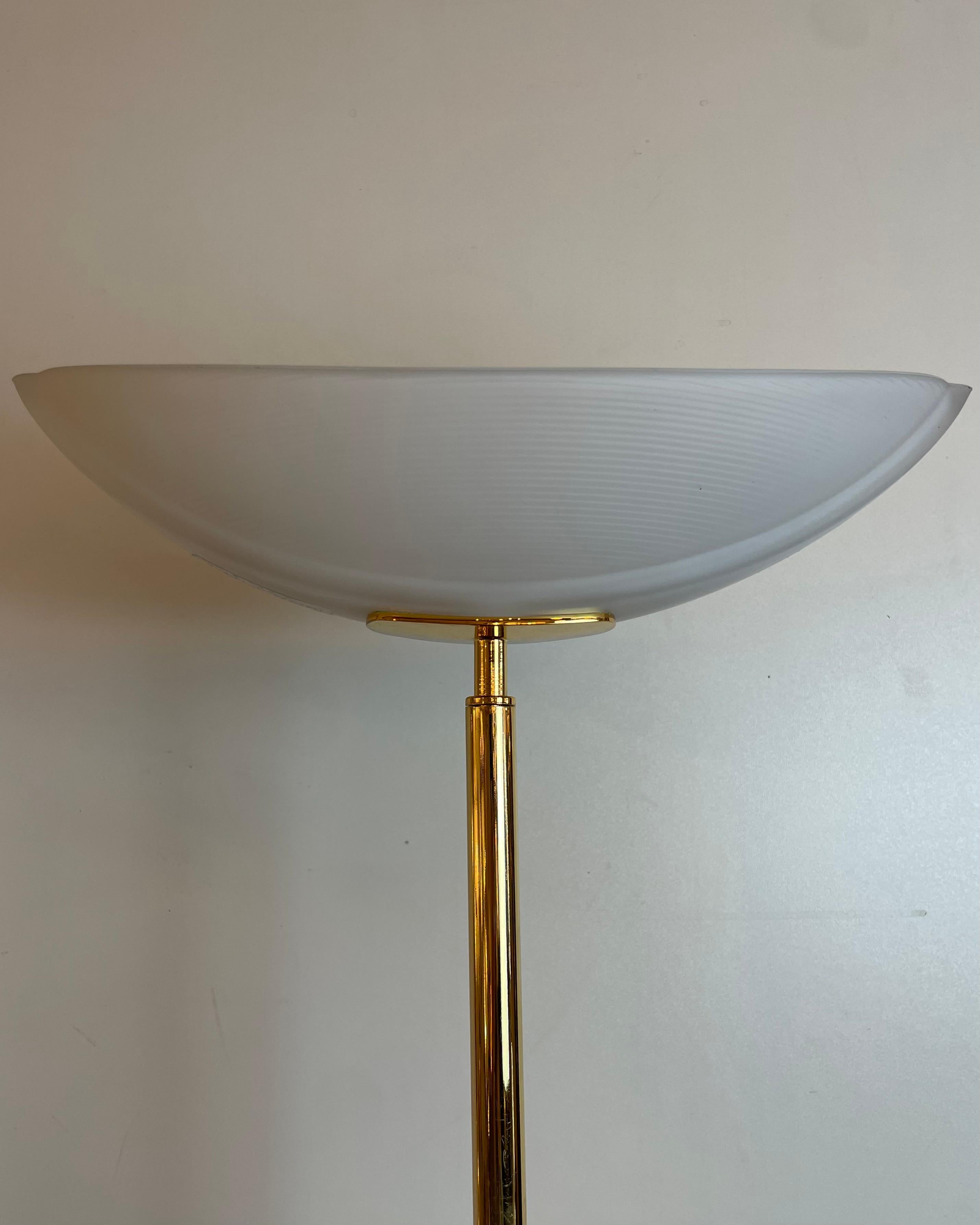 Brass & Opaline Floor Lamp by Milan, Spain, 1980s For Sale 4