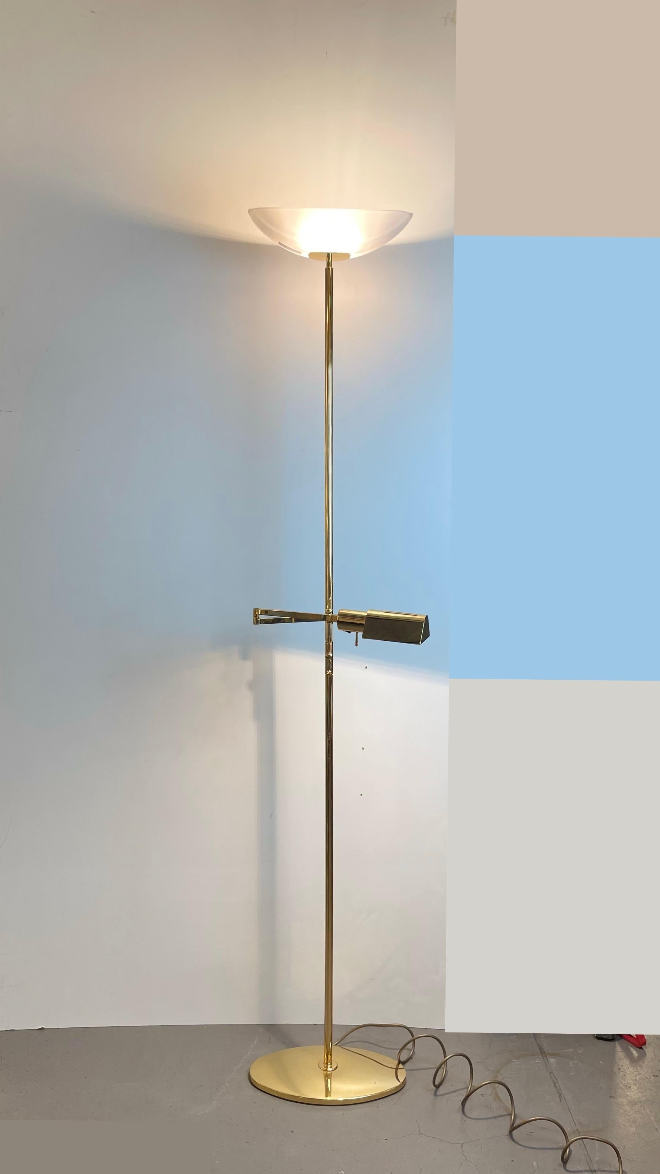 Well-made floor lamp in brass and opaline glass with two dimmable and adjustable light sources and a touch switch. Designed and produced in Spain by Milan in the 1980’s.
-
Designed & Produced by: Milan
Origin: Spain
Design period: 1980’s
Materials: