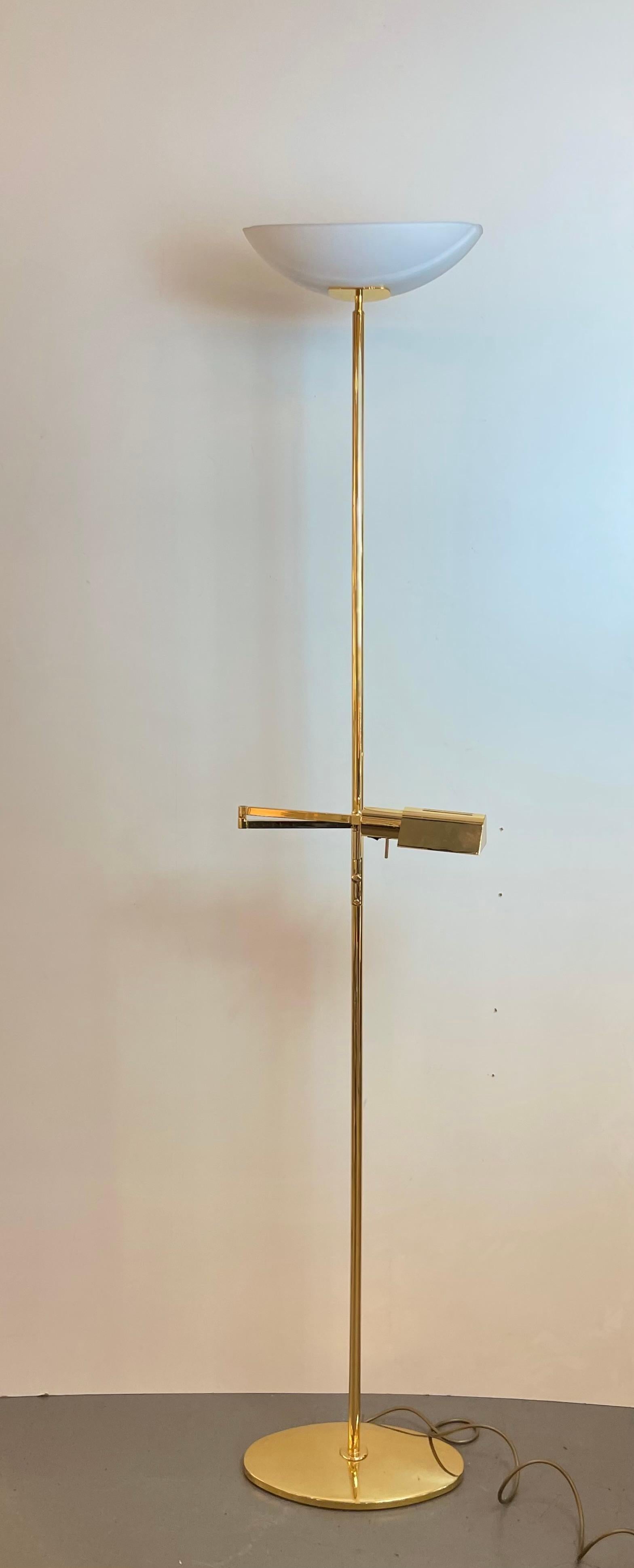Brass & Opaline Floor Lamp by Milan, Spain, 1980s For Sale 13