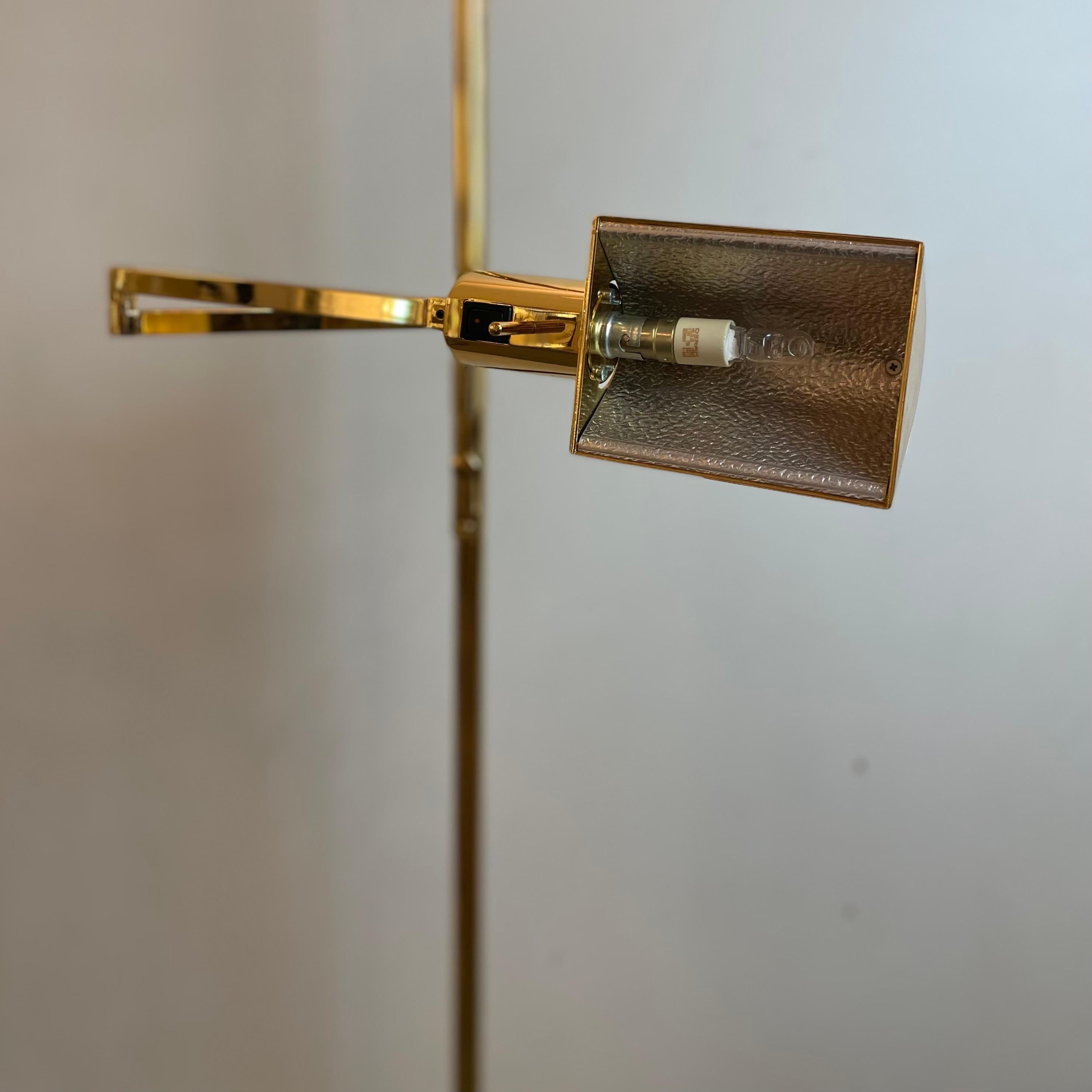 Brass & Opaline Floor Lamp by Milan, Spain, 1980s For Sale 1