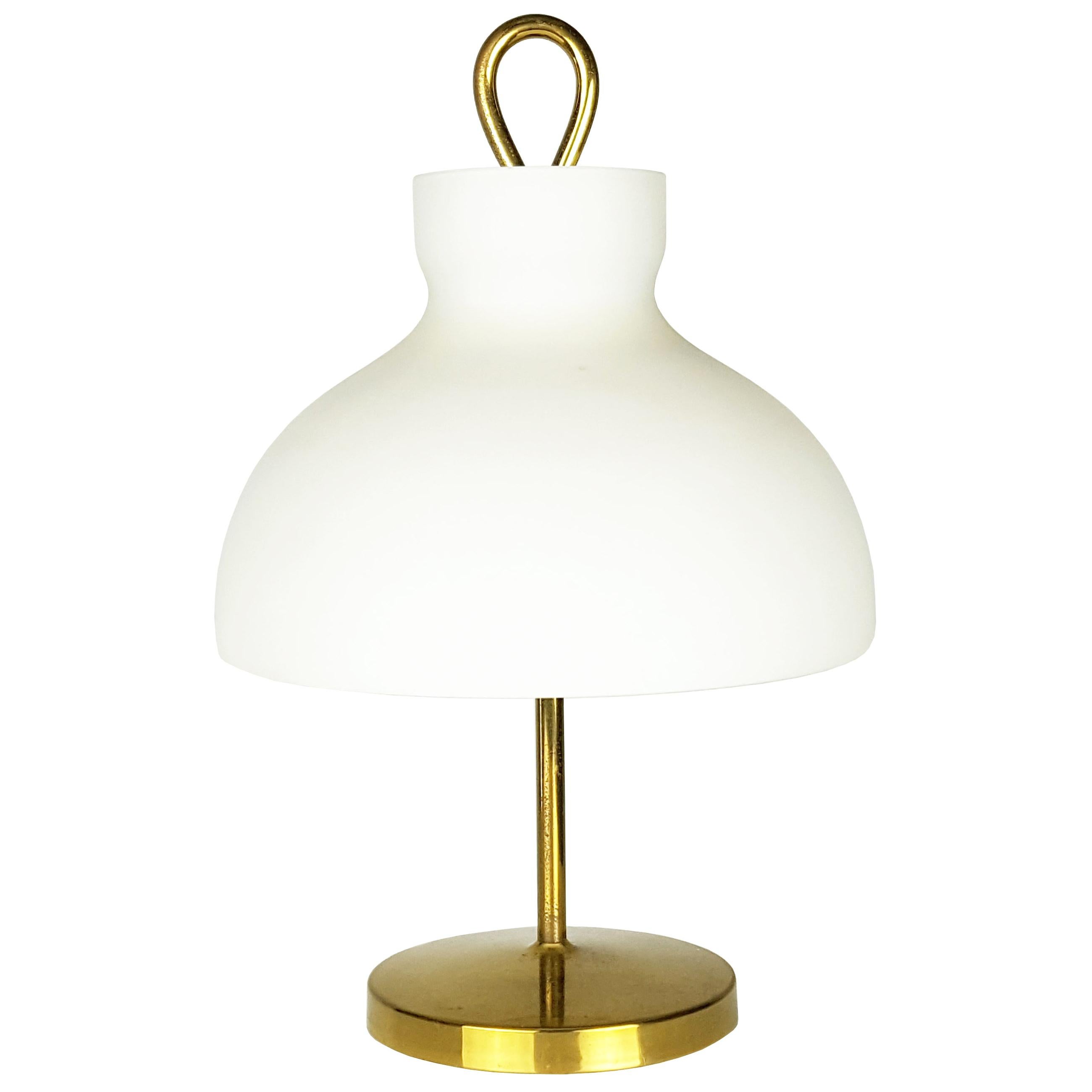 Brass & Opaline Glass 1950s LTA3 Arenzano Table Lamp 'Small Version' by Gardella