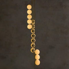 Brass + Opaline Glass Globe Chandelier by South Loop Loft