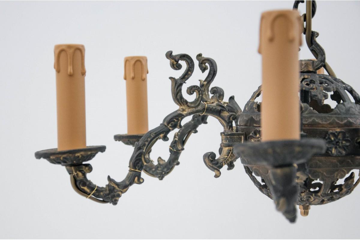 French Brass Openwork Chandelier, France, 1940s For Sale