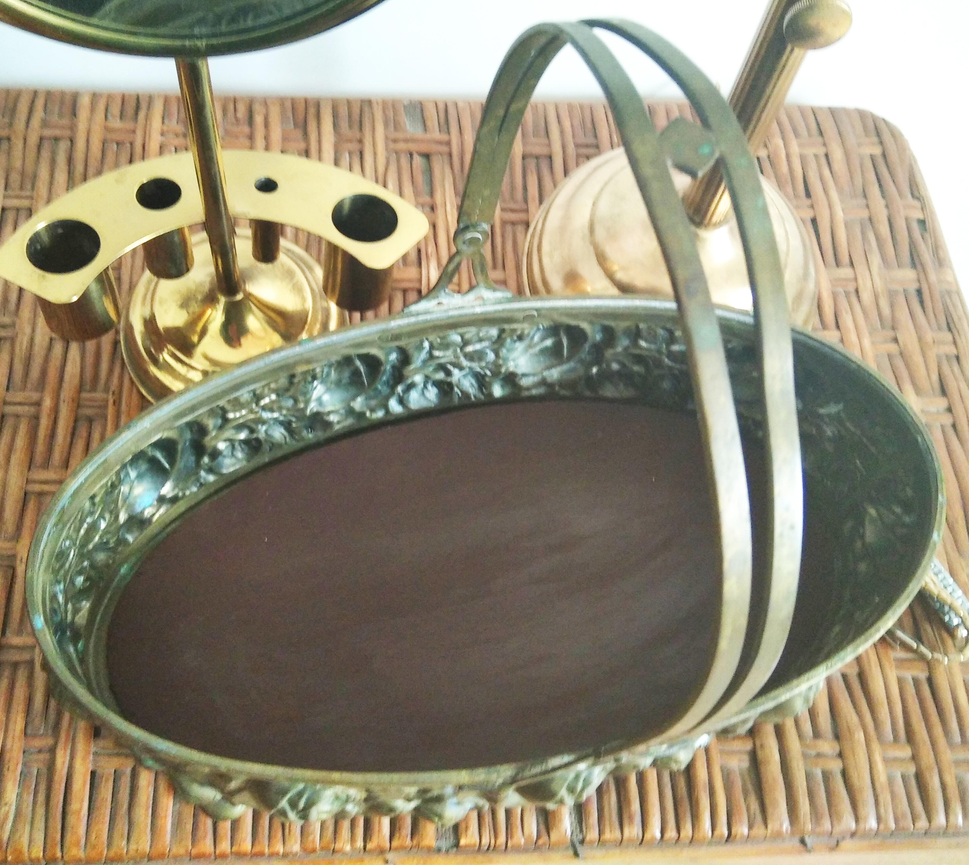 French Brass or Bronze Basket Centerpiece For Sale