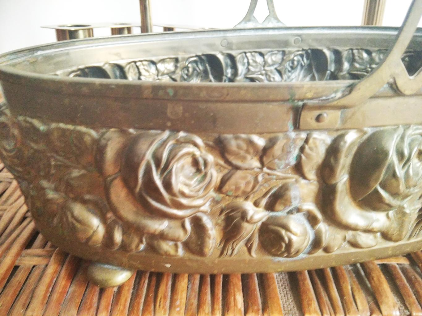 19th Century Brass or Bronze Basket Centerpiece For Sale
