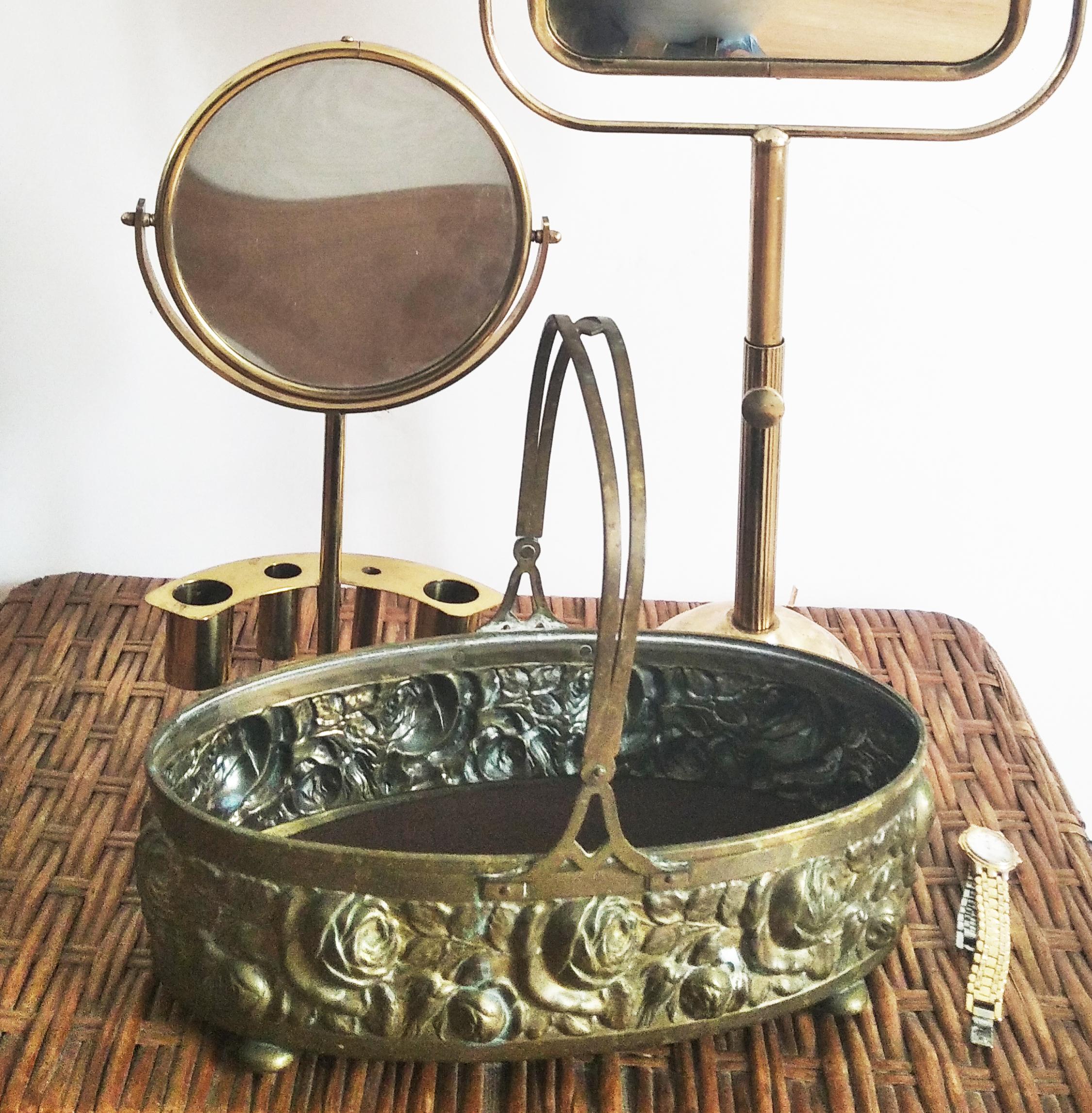 Brass or Bronze Basket Centerpiece For Sale 2