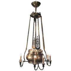 Brass Oriental Eight-Arm Chandelier