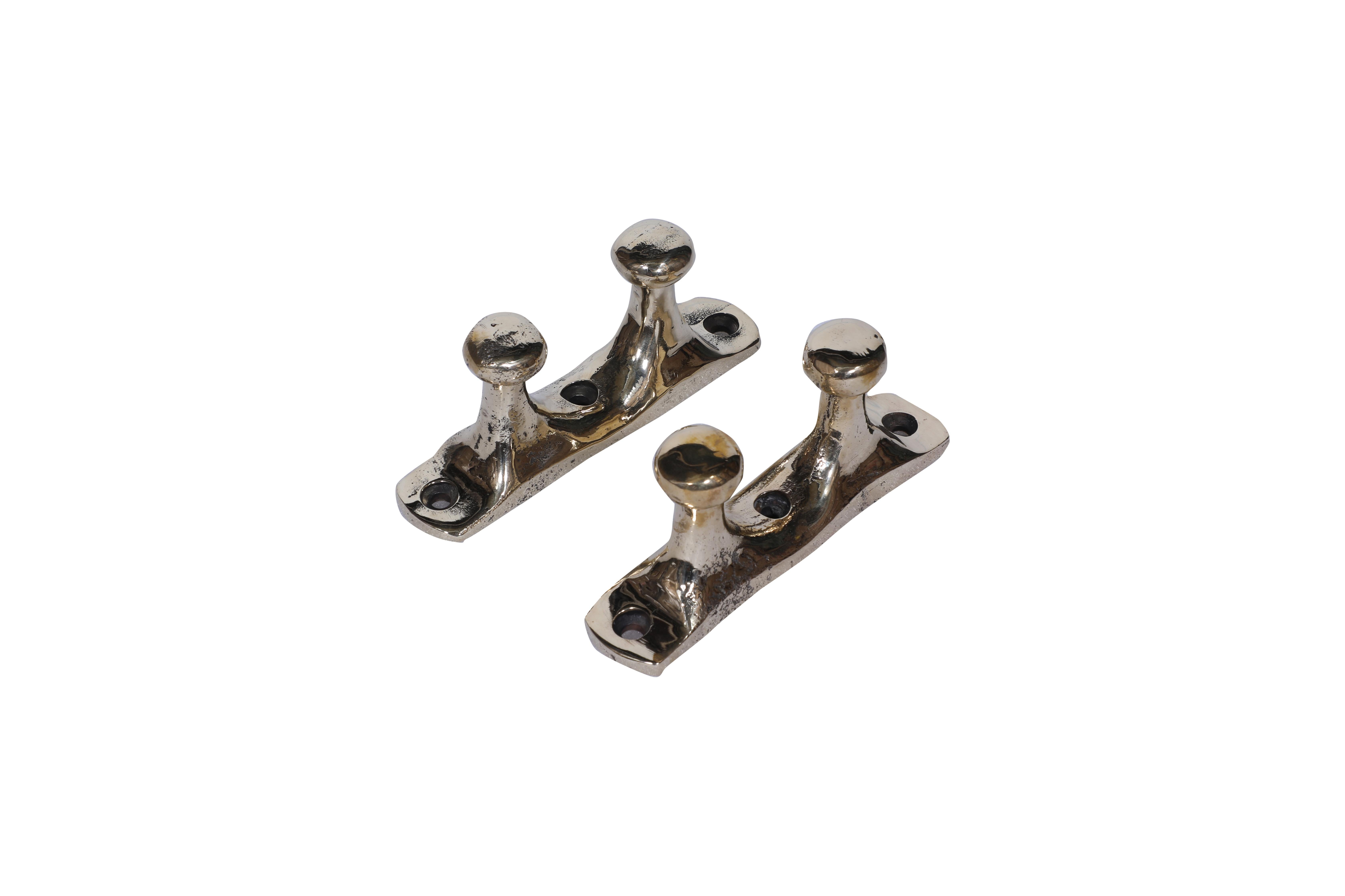 Industrial Brass Original Ship's Cleats or Use as Coat Hooks or Towel Rack