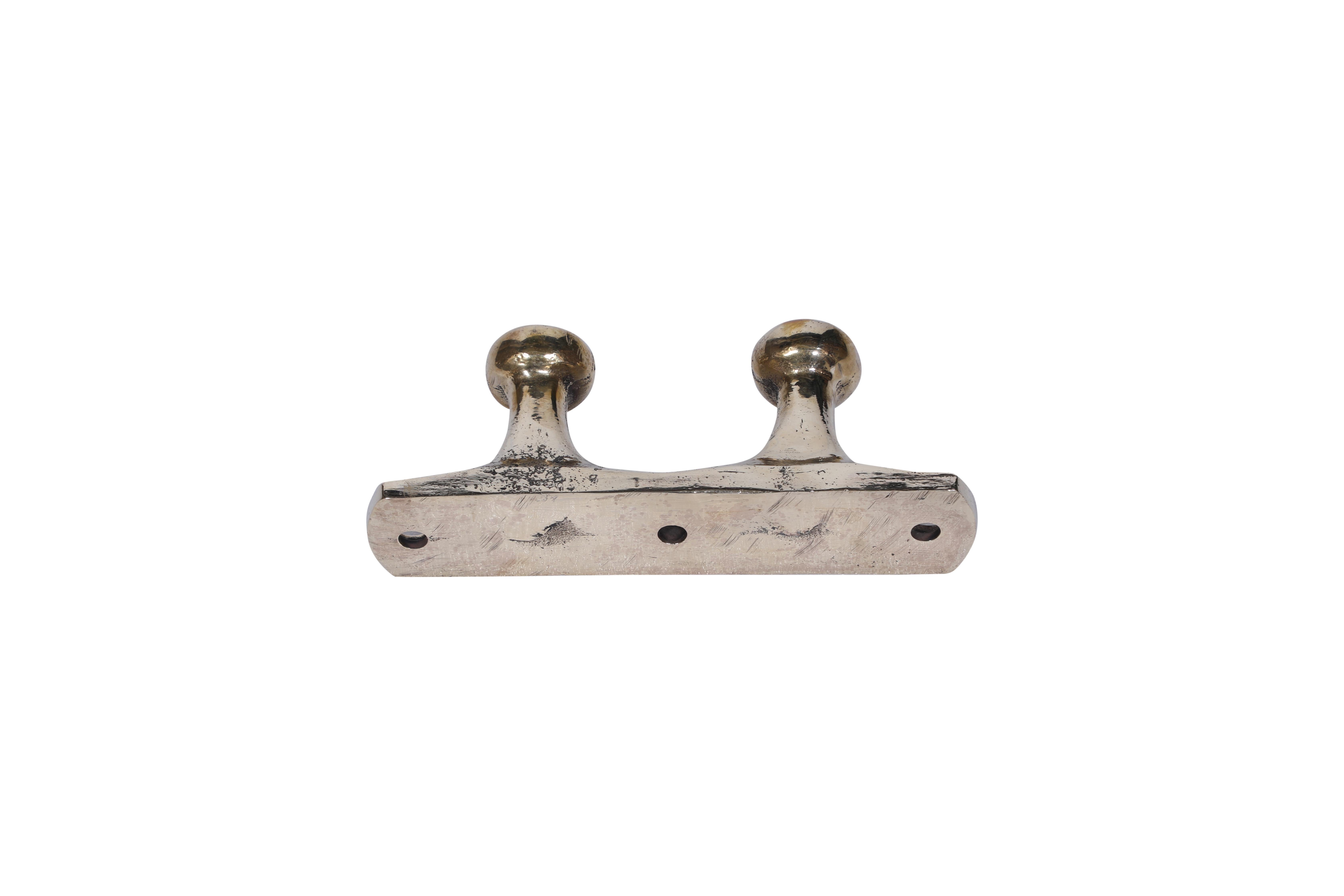 Brass Original Ship's Cleats or Use as Coat Hooks or Towel Rack In Good Condition In Nantucket, MA
