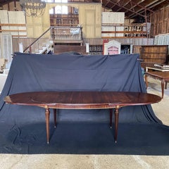 Brass Ornamented Oval Ribboned Mahogany French Louis XVI Dining Table