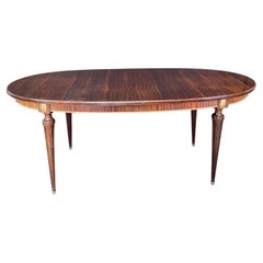 Brass Ornamented Oval Ribboned Mahogany French Louis XVI Dining Table