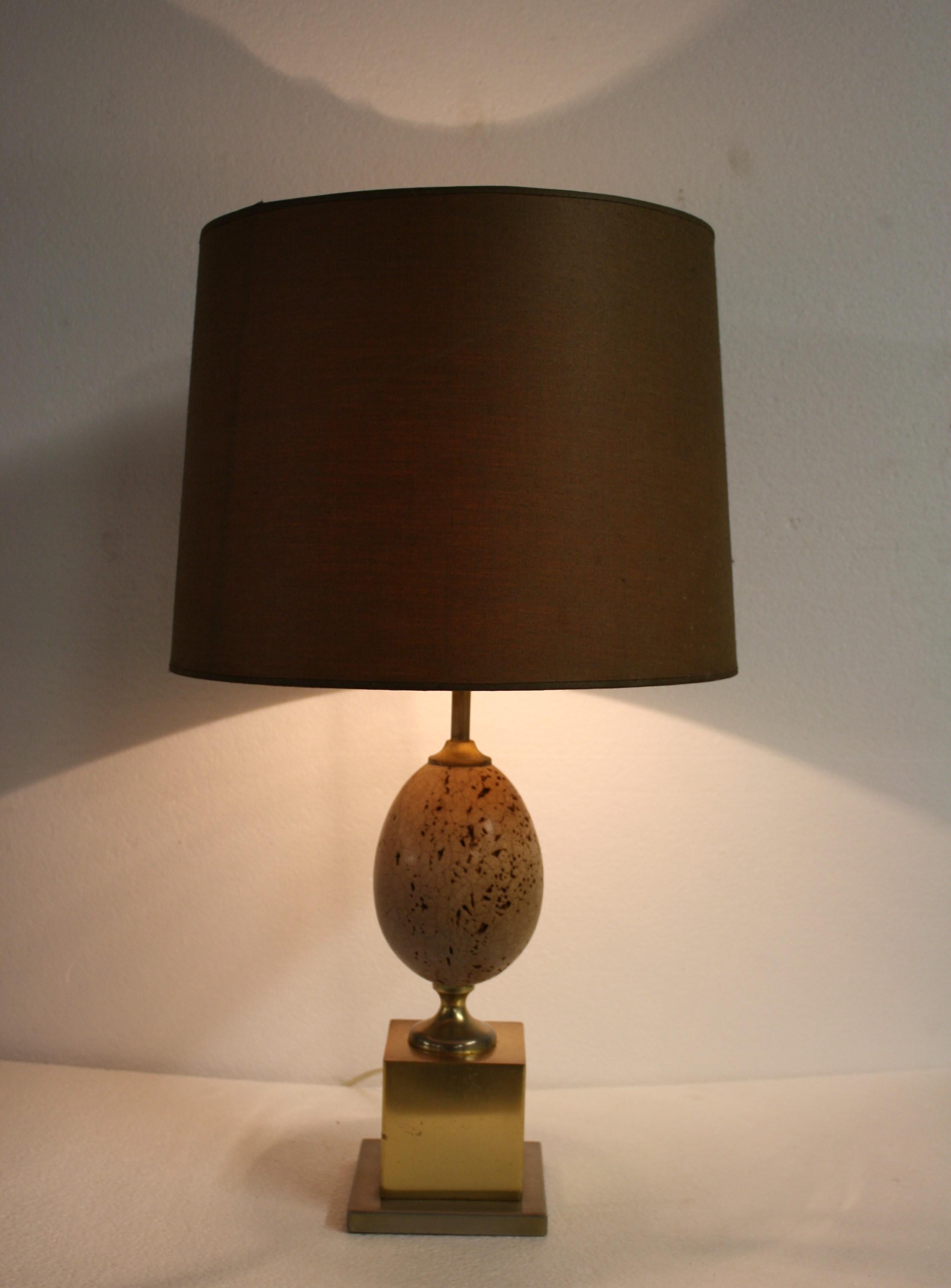 Pair of ostrich egg table lamps, 1960s In Good Condition In HEVERLEE, BE