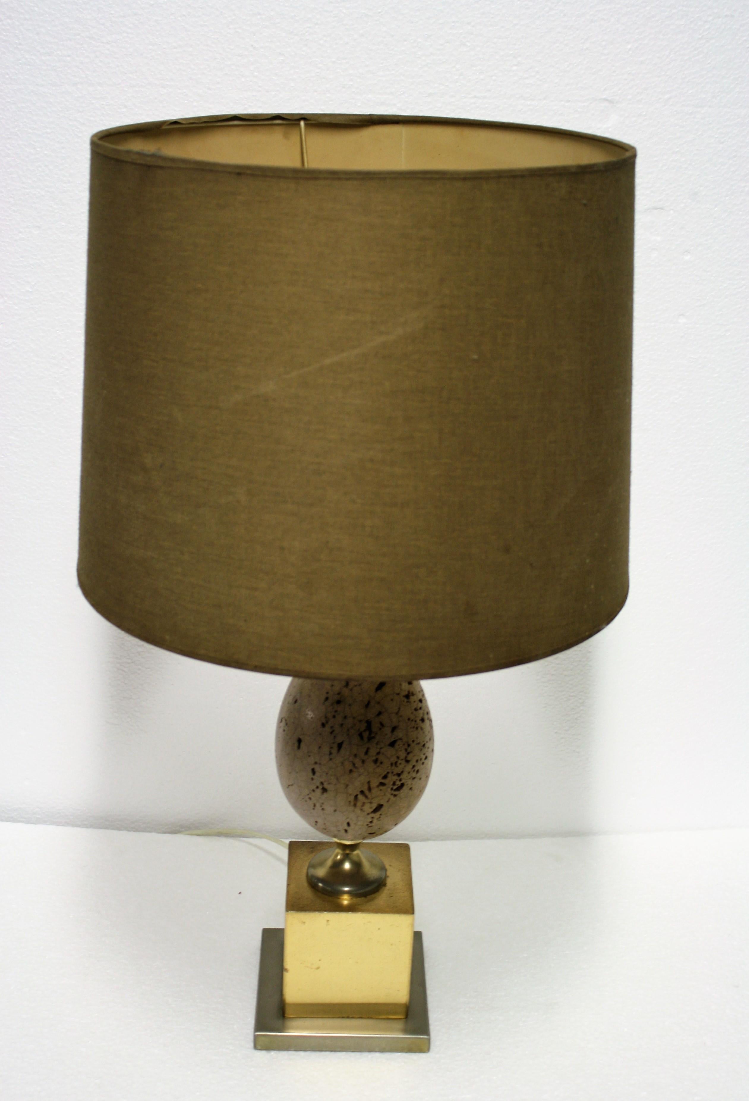 Brass Pair of ostrich egg table lamps, 1960s