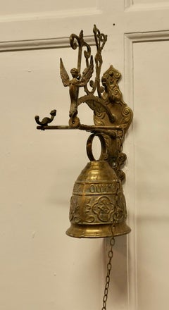 Brass Outdoor Door Bell on Hanging Bracket with Chain Pull