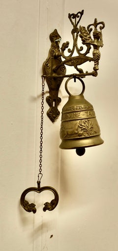 Brass Outdoor Door Bell on Hanging Bracket with Chain Pull