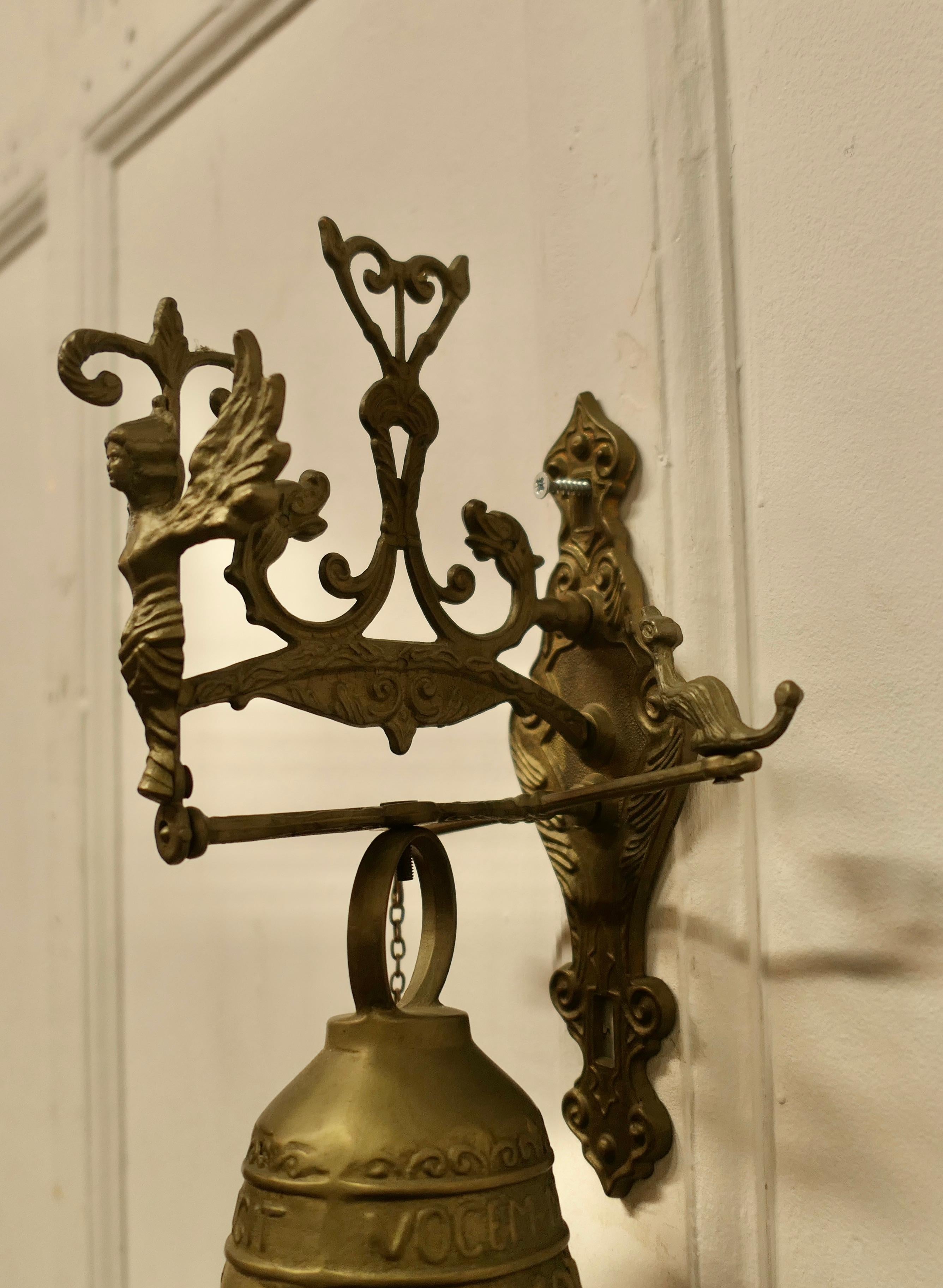 Brass Outdoor Door Bell on Hanging Bracket with Chain Pull 2