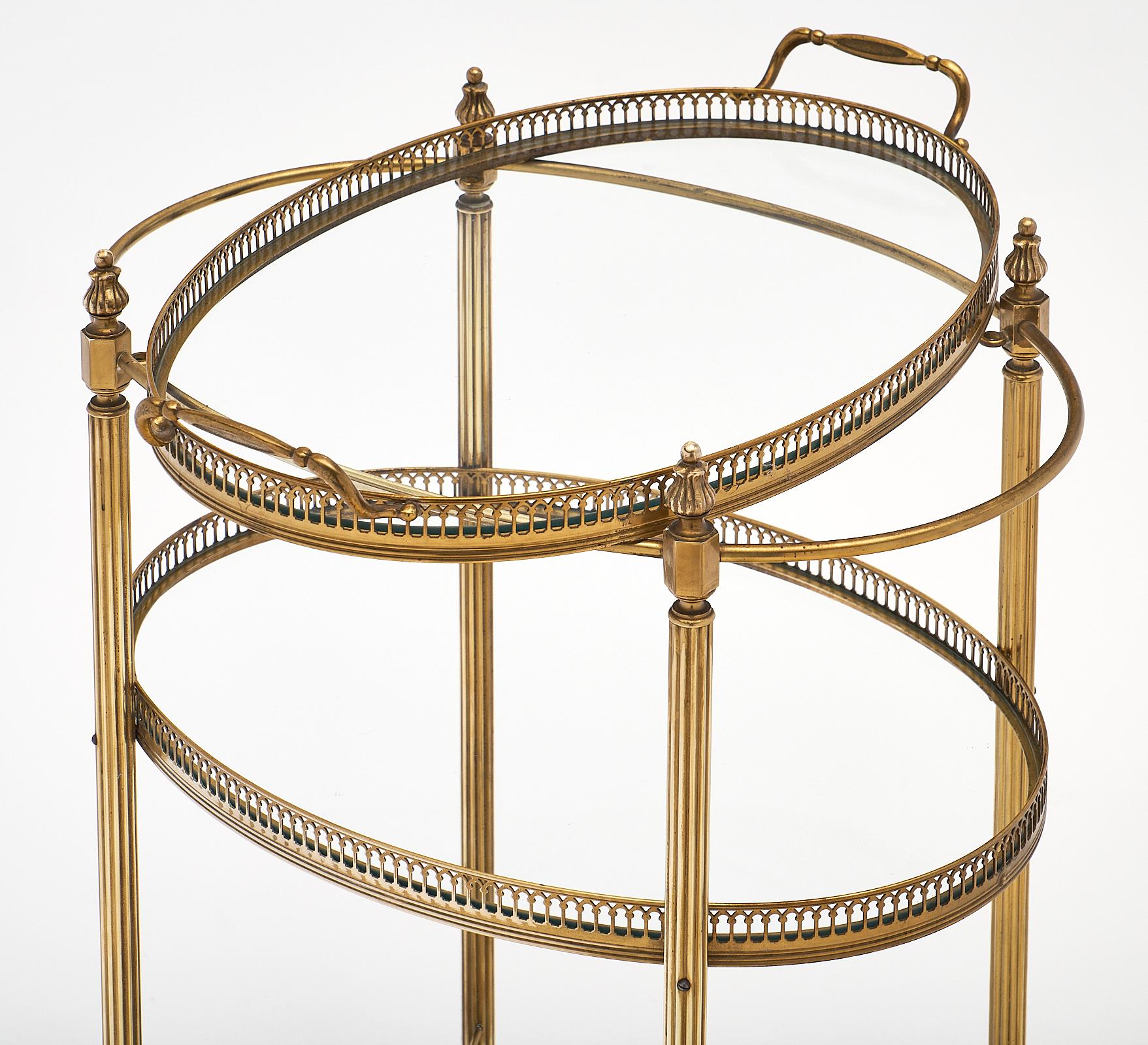 Mid-20th Century Brass Oval Art Deco Period Bar Cart