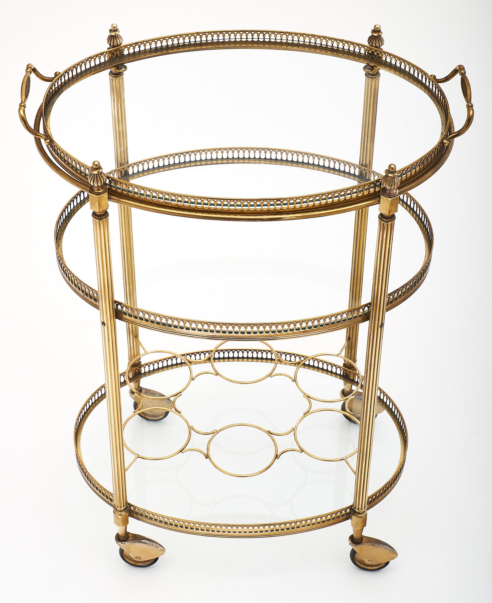 Brass Oval Art Deco Period Bar Cart 1