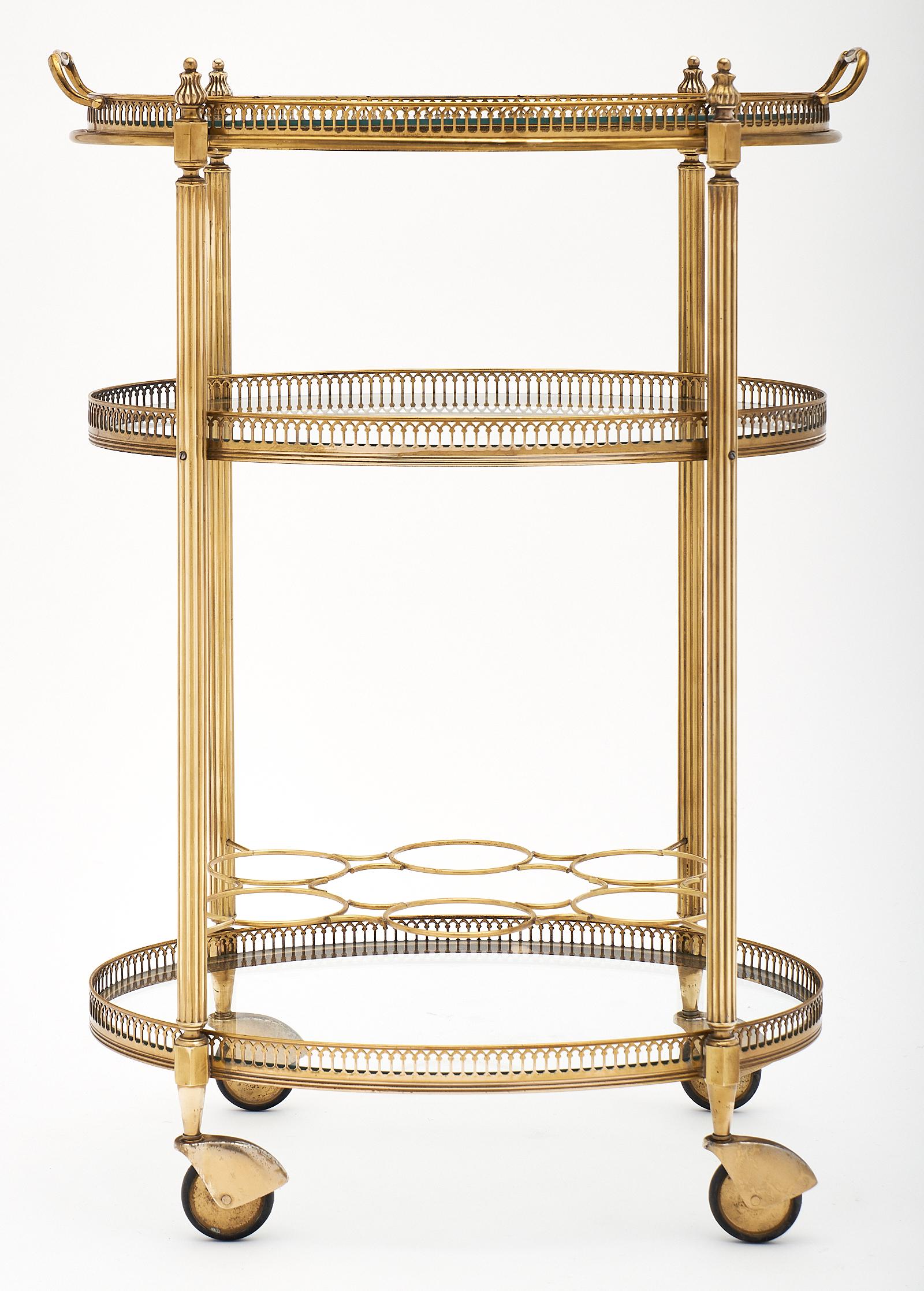 Brass Oval Art Deco Period Bar Cart 2