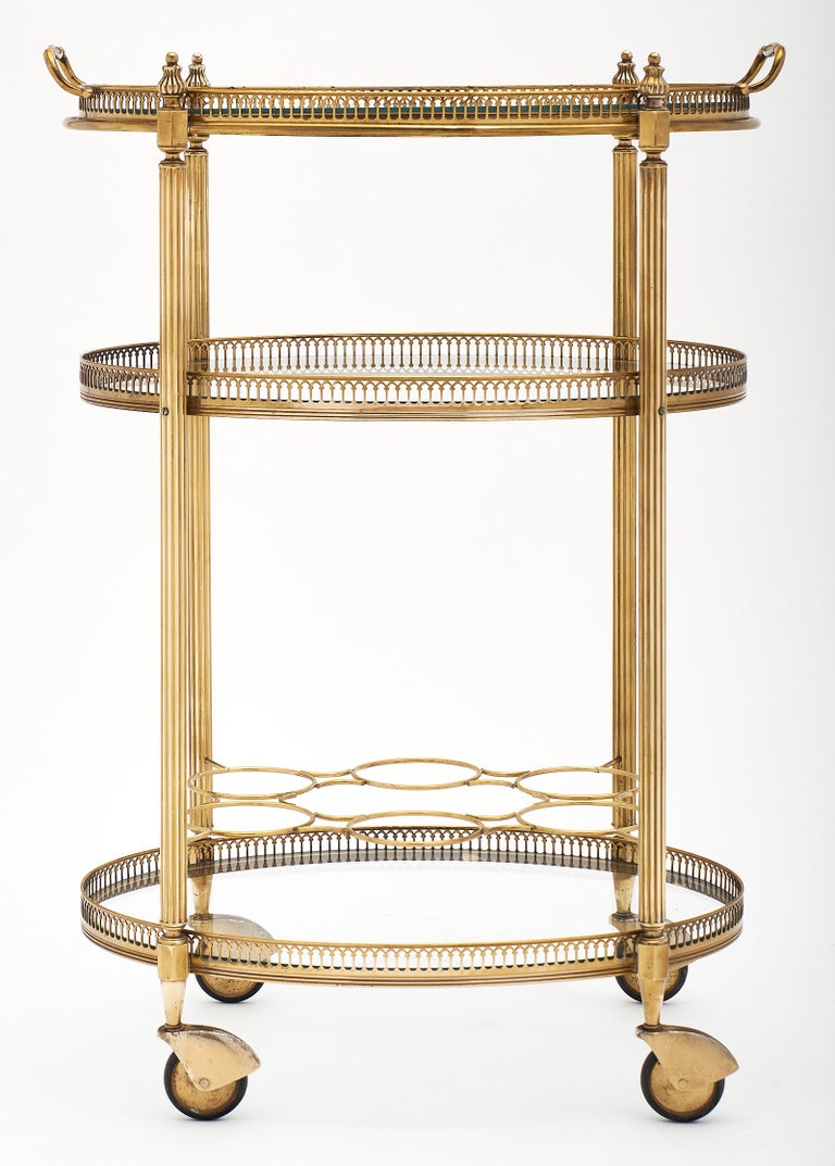 Brass Oval Art Deco Period Bar Cart at 1stDibs