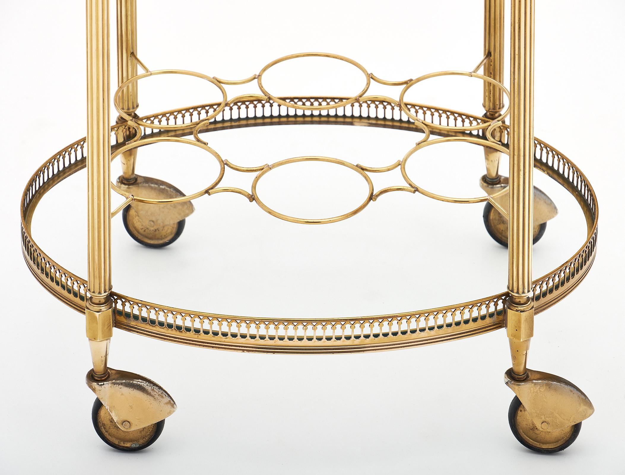 Brass Oval Art Deco Period Bar Cart 3