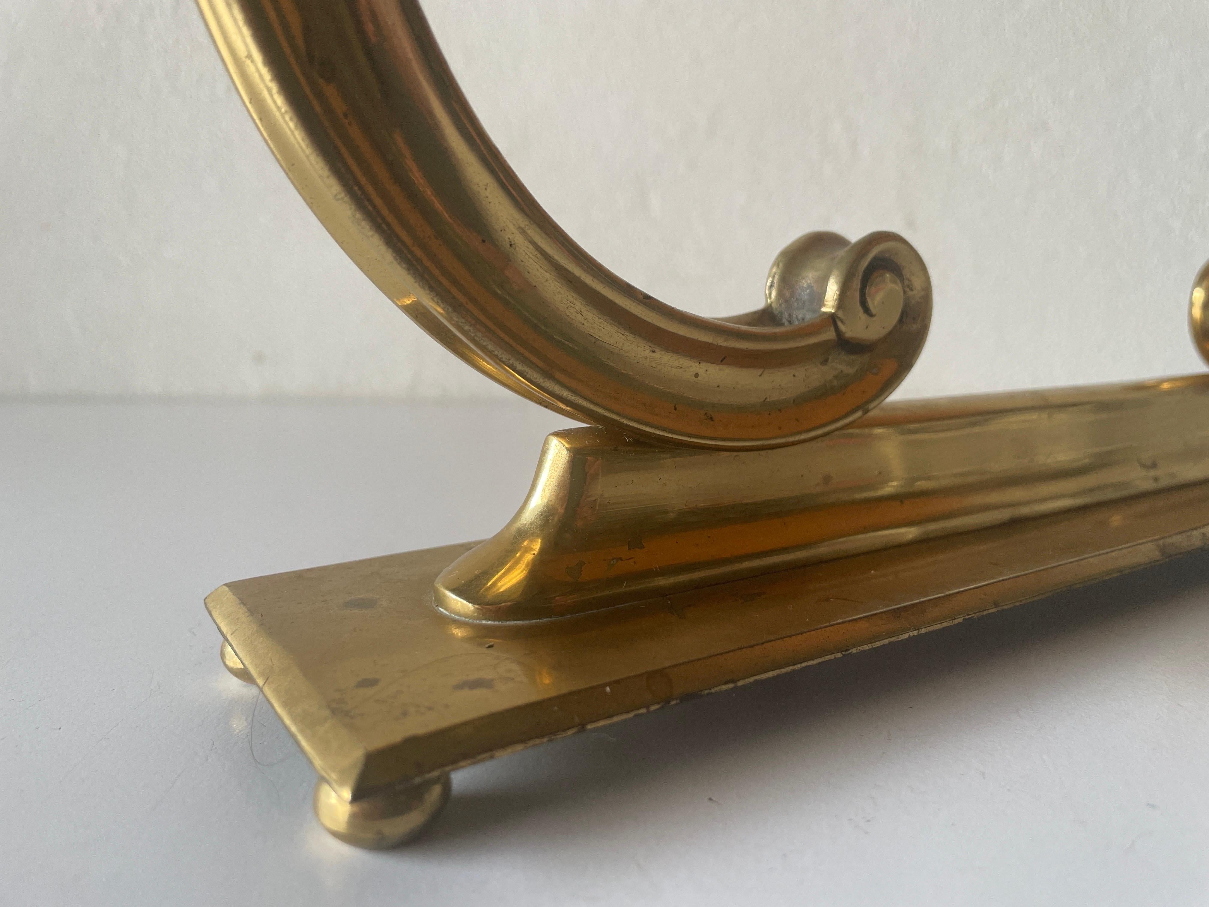 Glass Brass Oval Frame Vanity Table Mirror, 1960s, Italy For Sale