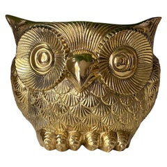 Vintage Brass Owl Planter