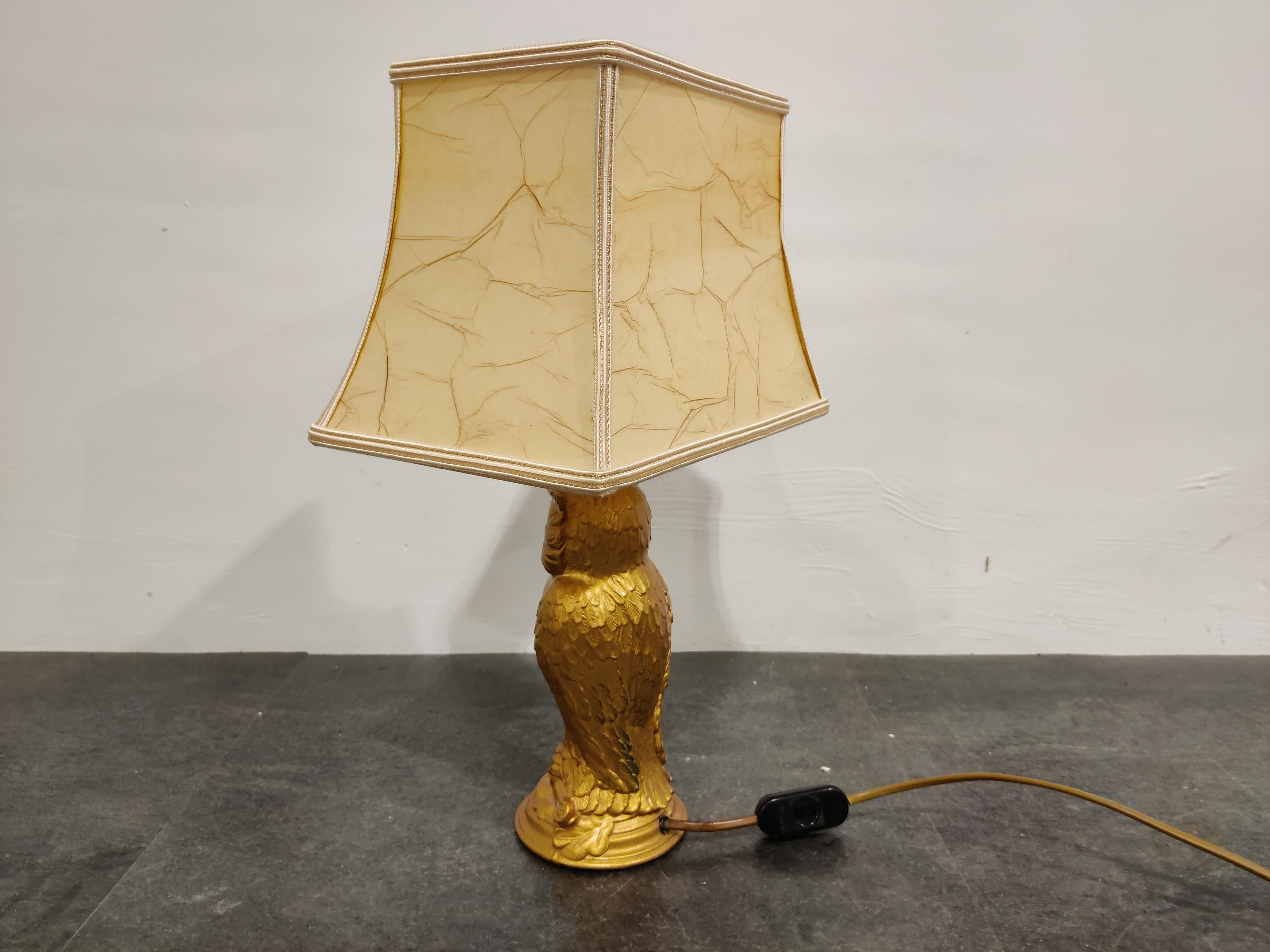 Hollywood Regency Brass Owl Table Lamp by Loevsky & Loevsky, 1960s