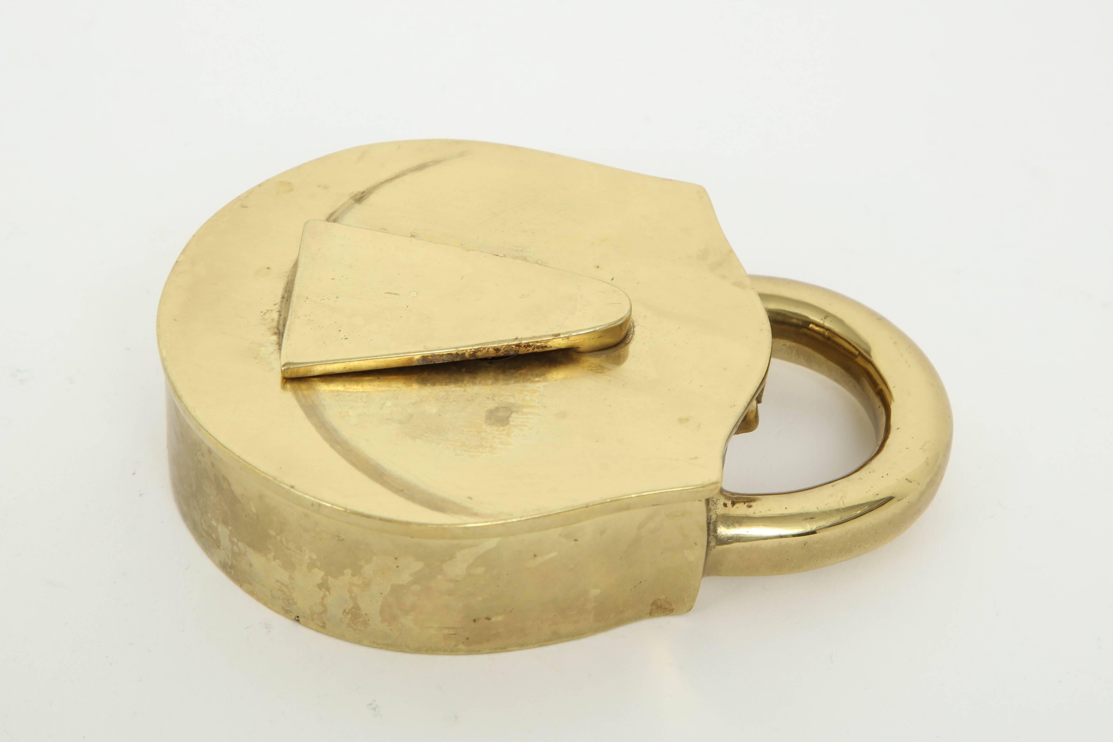 Mid-Century Modern Brass Padlock Keepsake Box