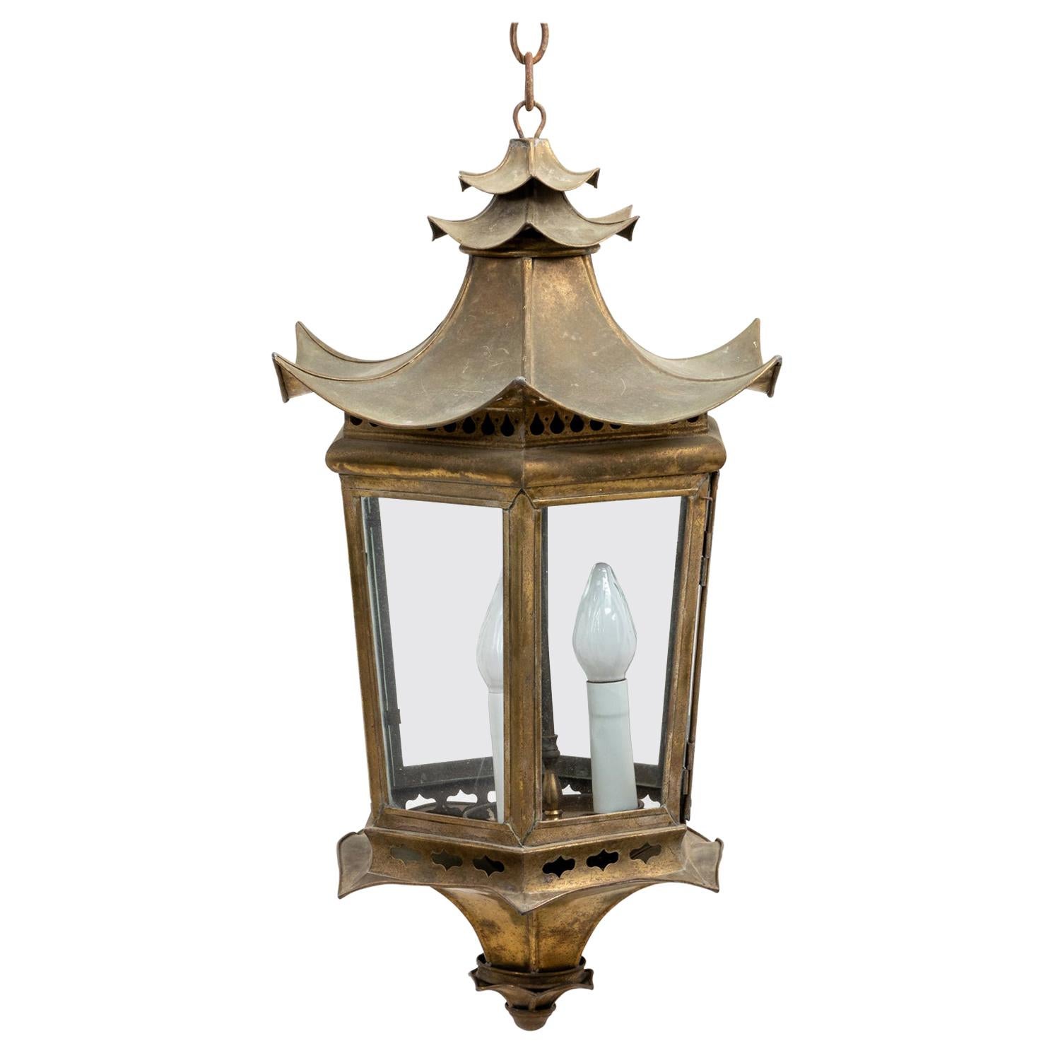 Brass Pagoda Ceiling Light Fixture