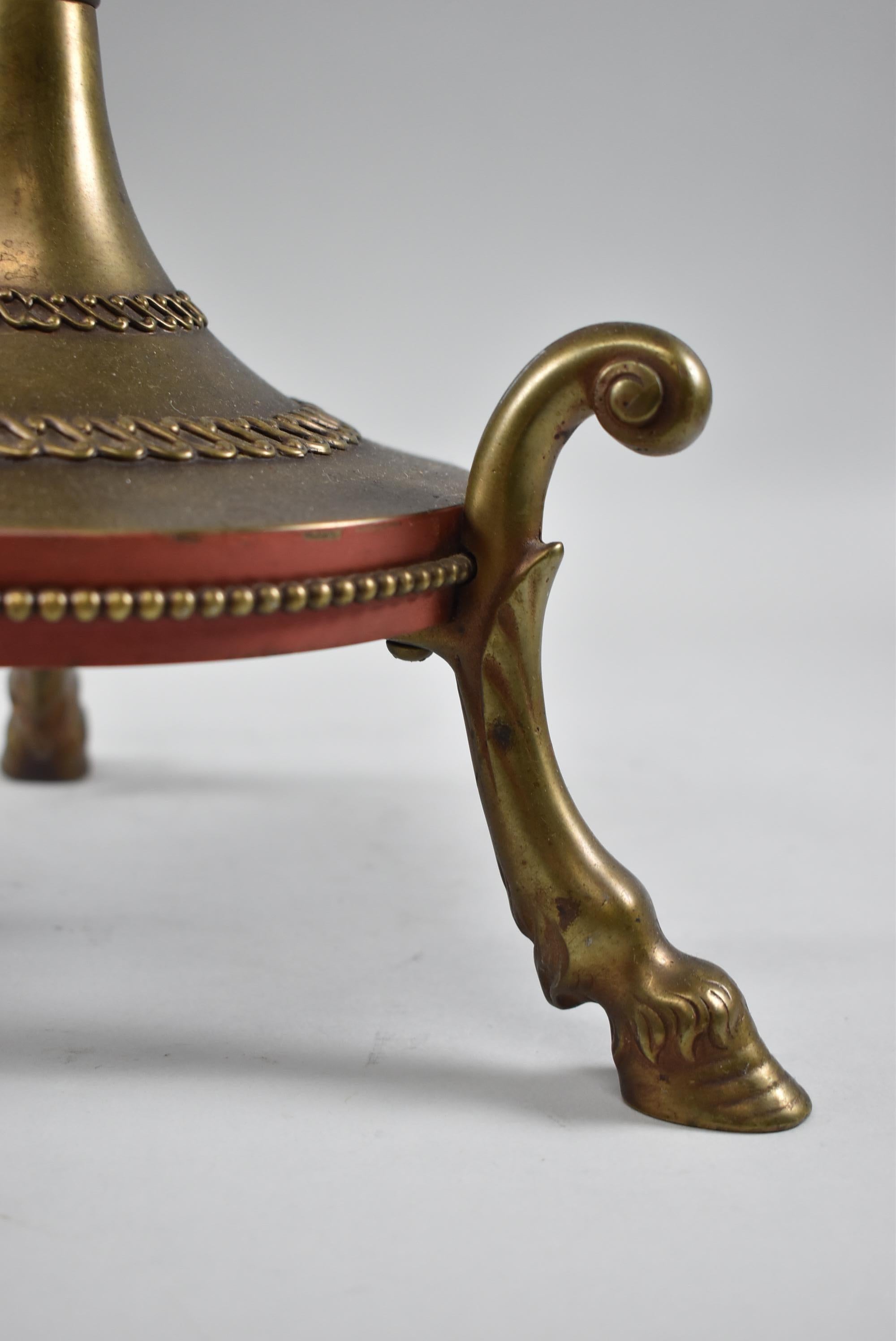Aesthetic Movement Brass and Painted Floor Lamp with Hoof Feet and Figural Cherubs