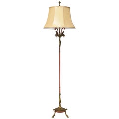 Brass and Painted Floor Lamp with Hoof Feet and Figural Cherubs