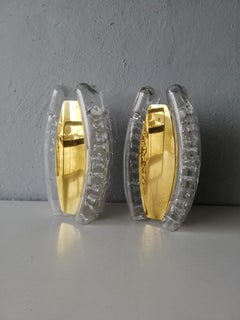 Brass pair of Murano-Glass wall sconces by Doria, Germany, Mid Century