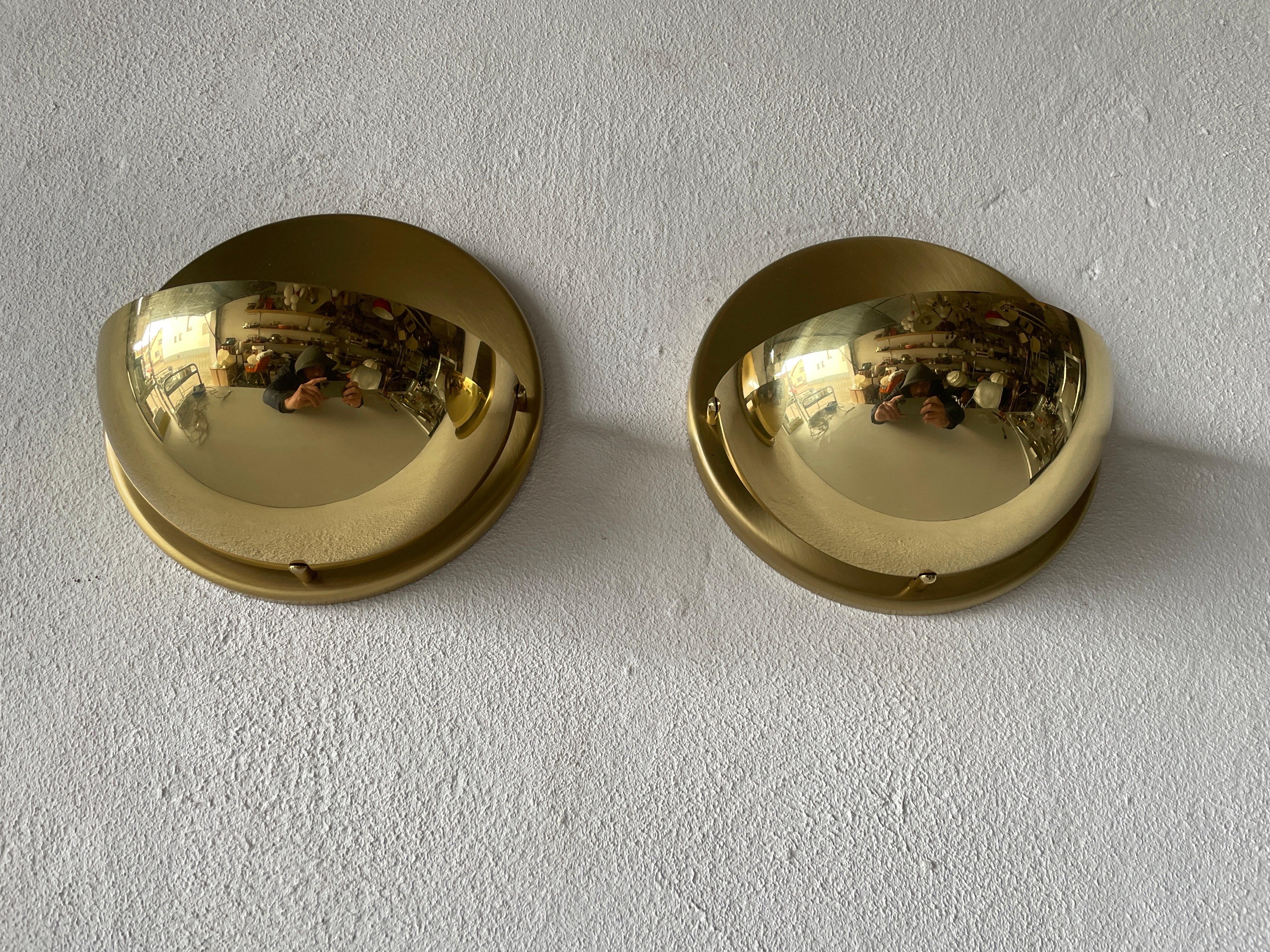 Space Age Brass Pair of Sconces by Bankamp Leuchten, Arnsberg 1, 1970s, Germany For Sale