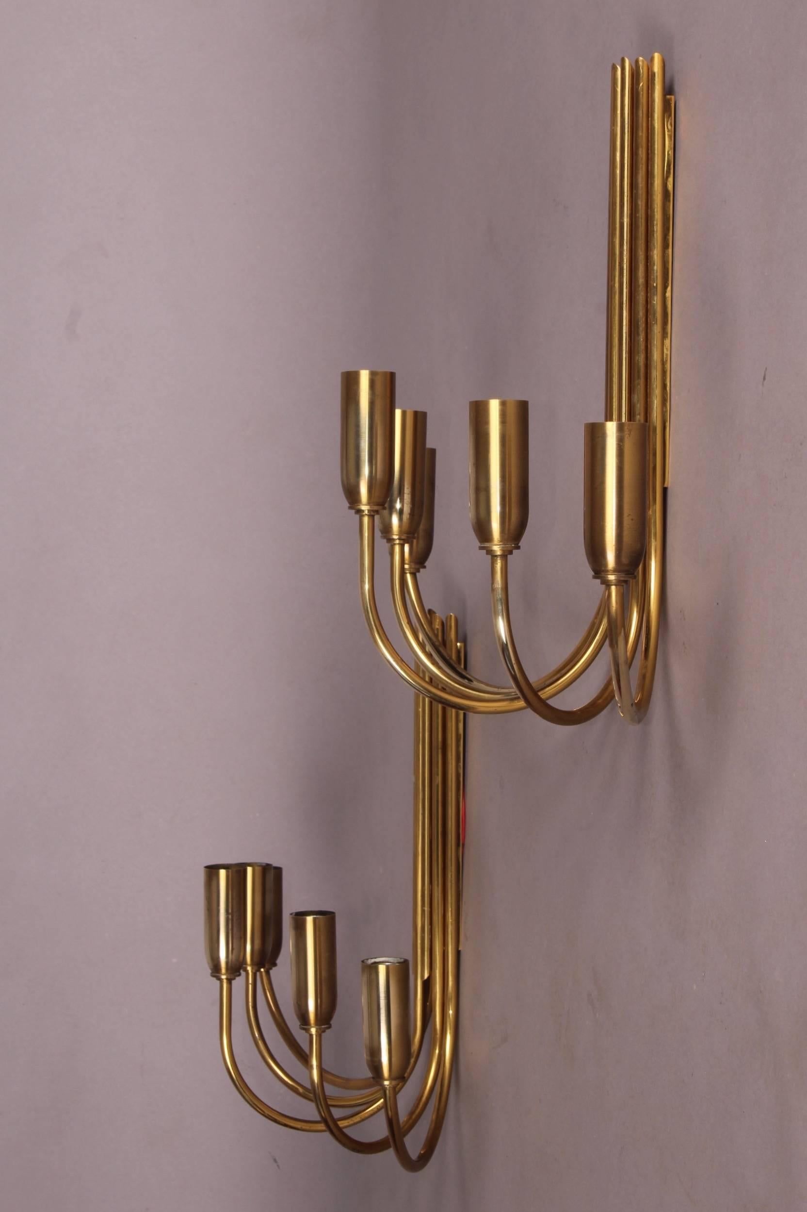 Brass Pair of Sconces In Good Condition In grand Lancy, CH