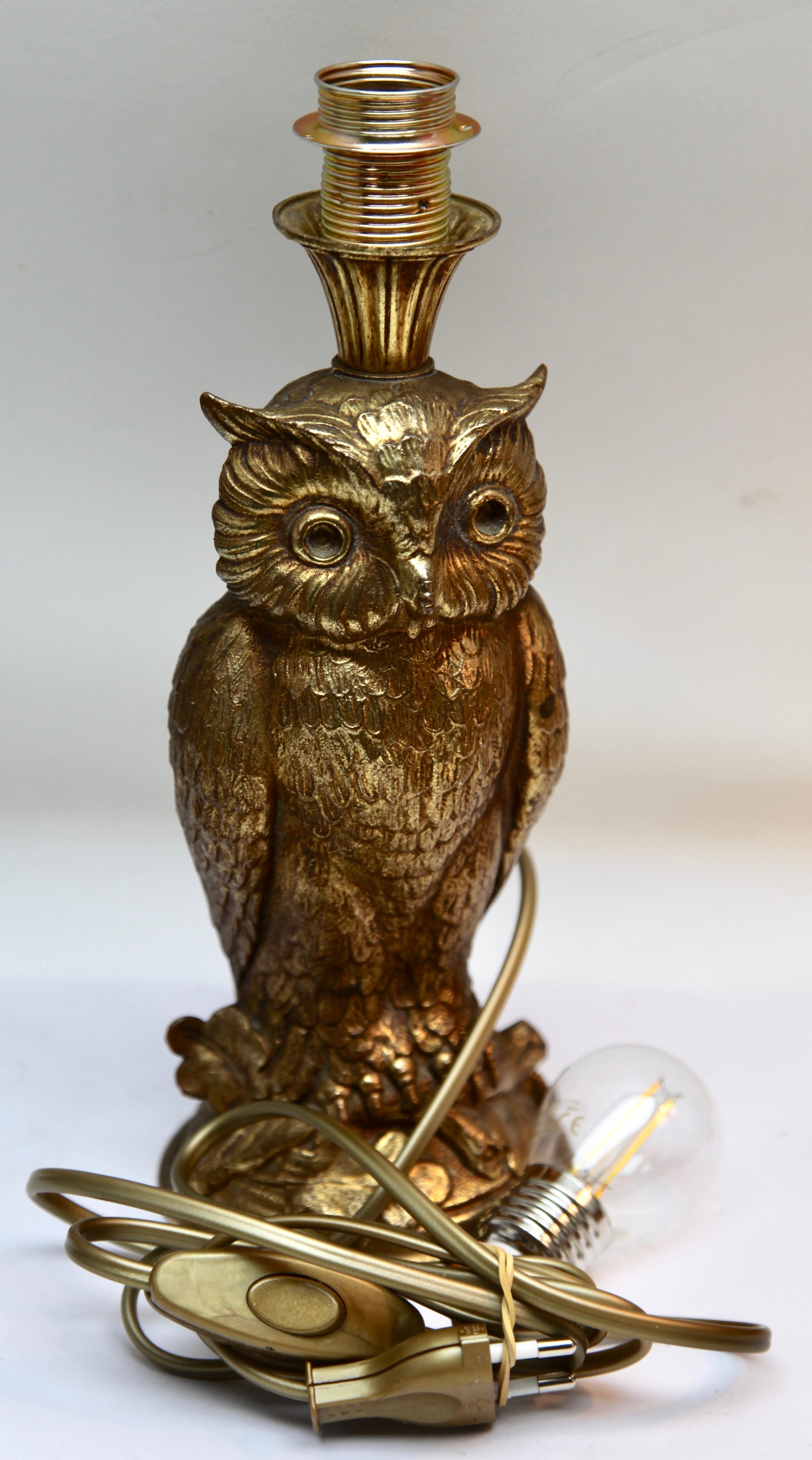Mid-20th Century Brass Pair of Owl Table Lamps from Loevsky & Loevsky, 1960s