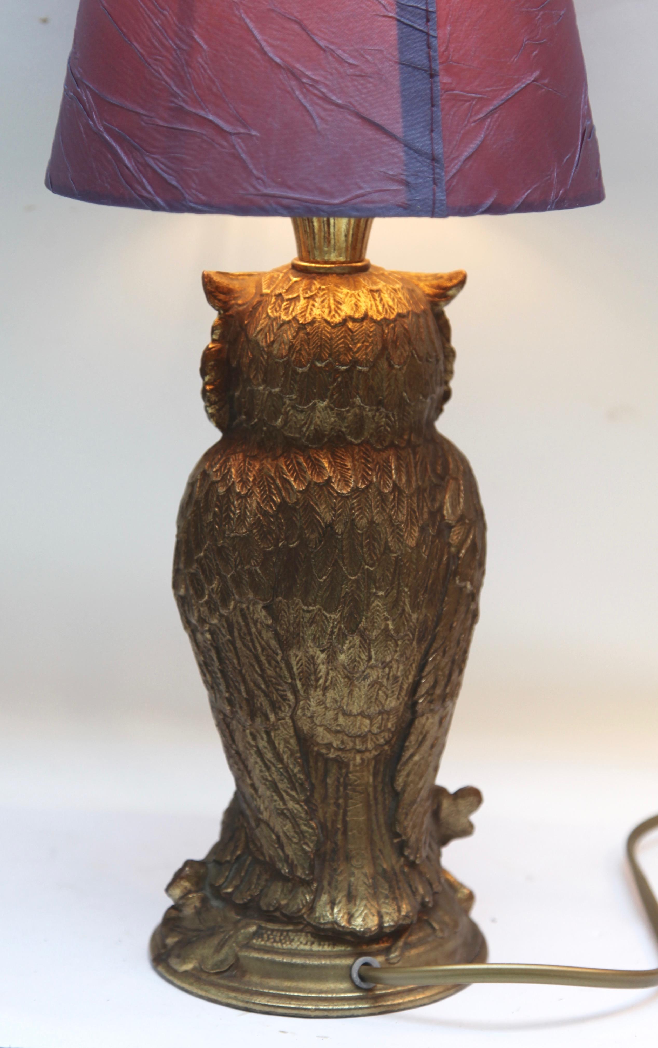 Mid-Century Modern Brass Pair of Owl Table Lamps from Loevsky & Loevsky, 1960s