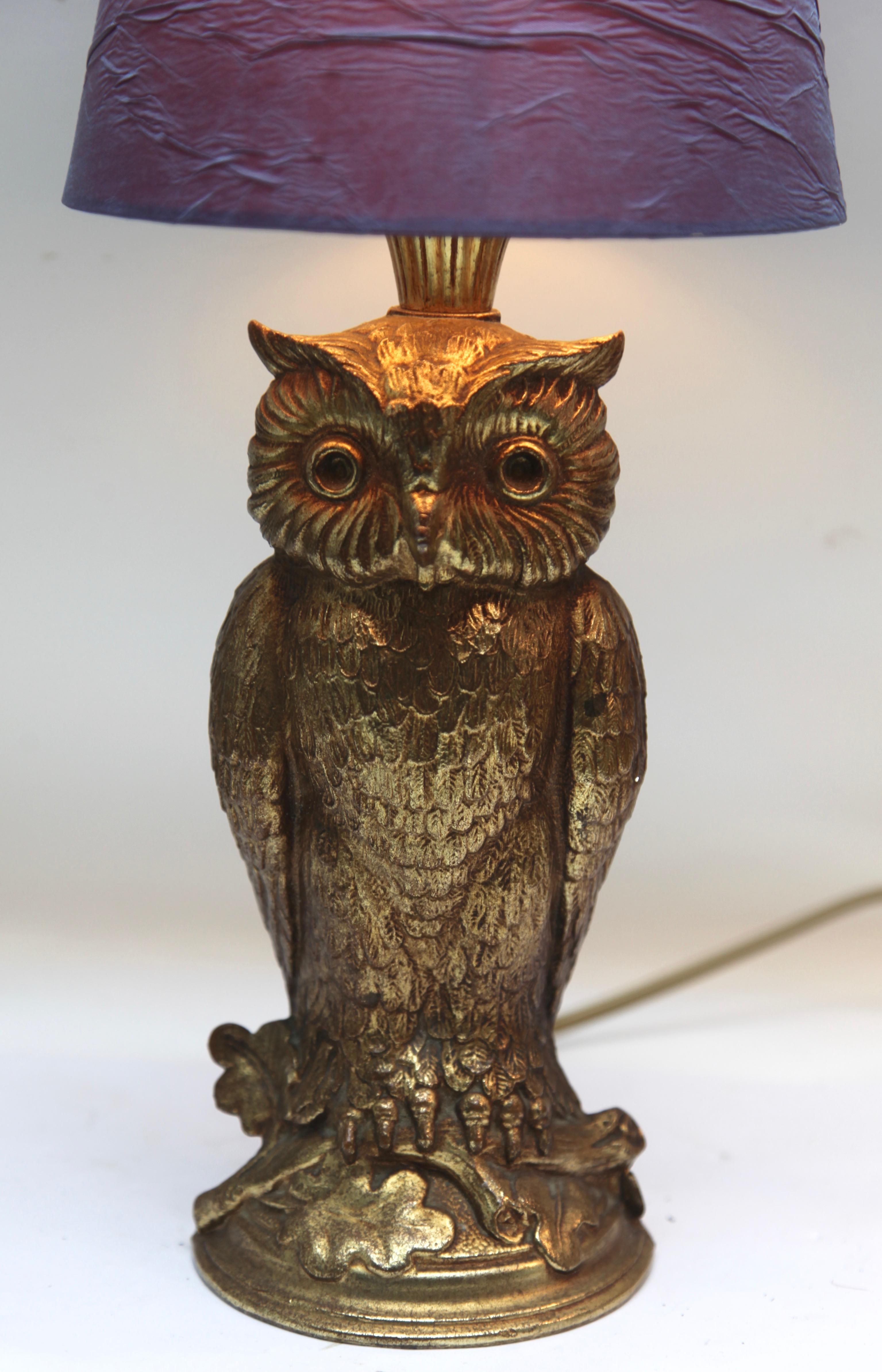 American Brass Pair of Owl Table Lamps from Loevsky & Loevsky, 1960s