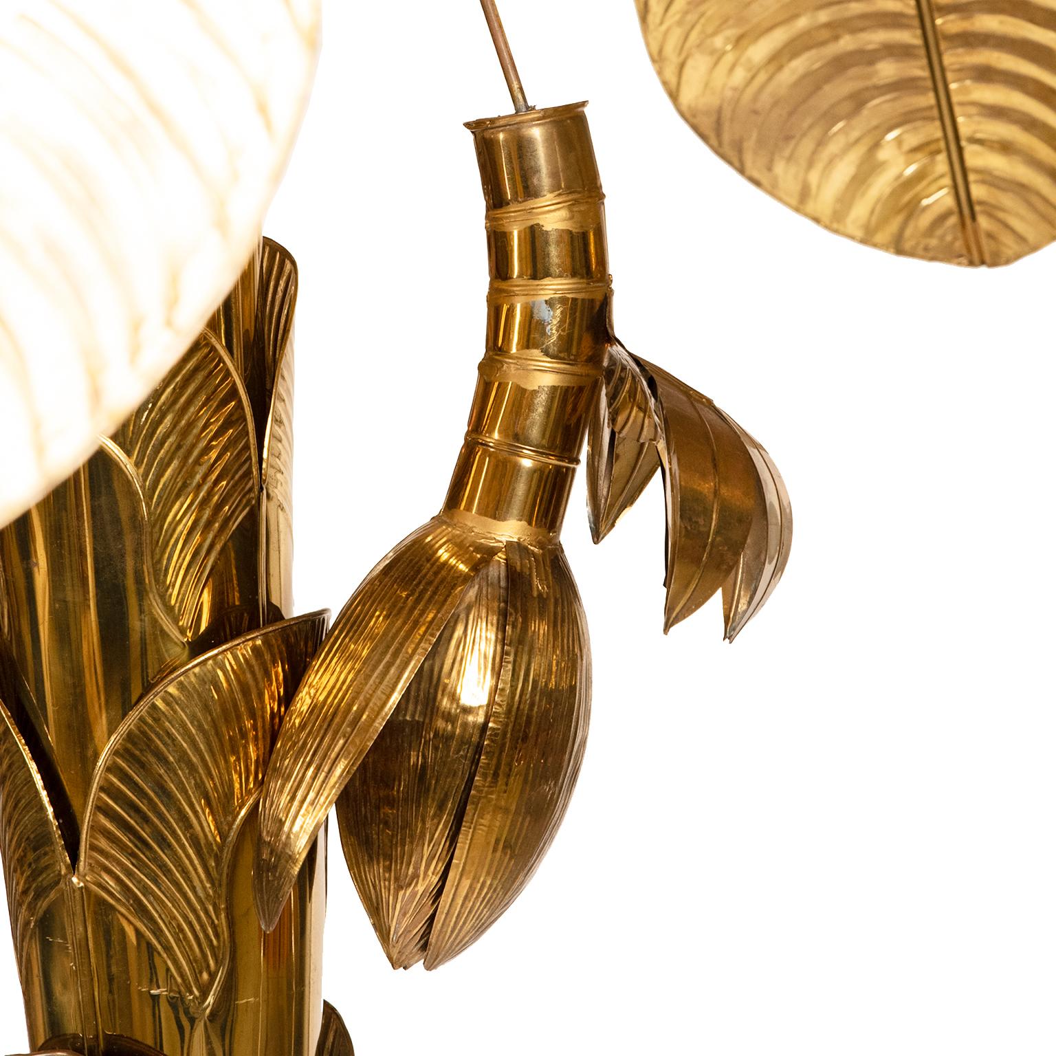 Hollywood Regency Brass Palm-Banana Tree Sculpture  For Sale