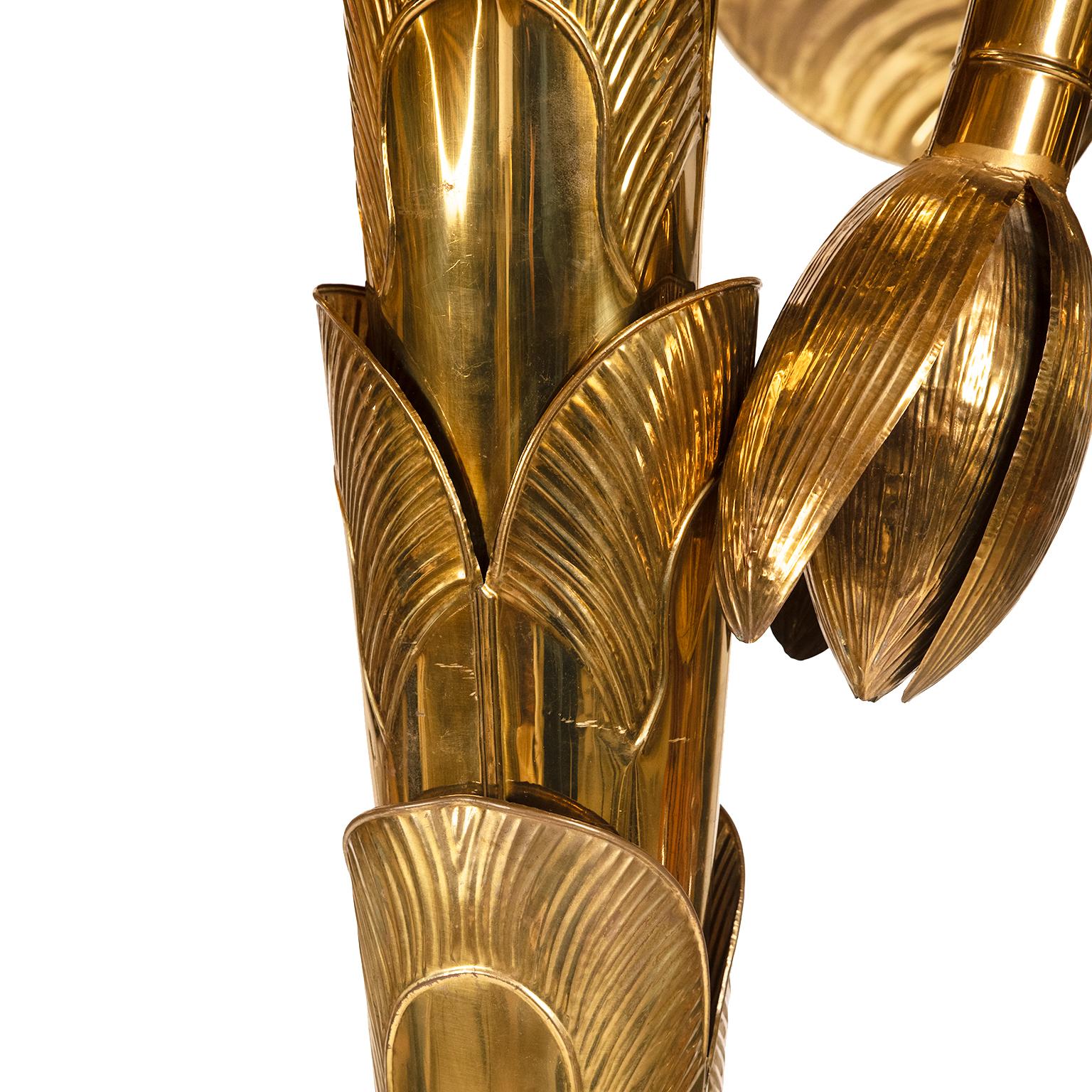 Italian Brass Palm-Banana Tree Sculpture  For Sale