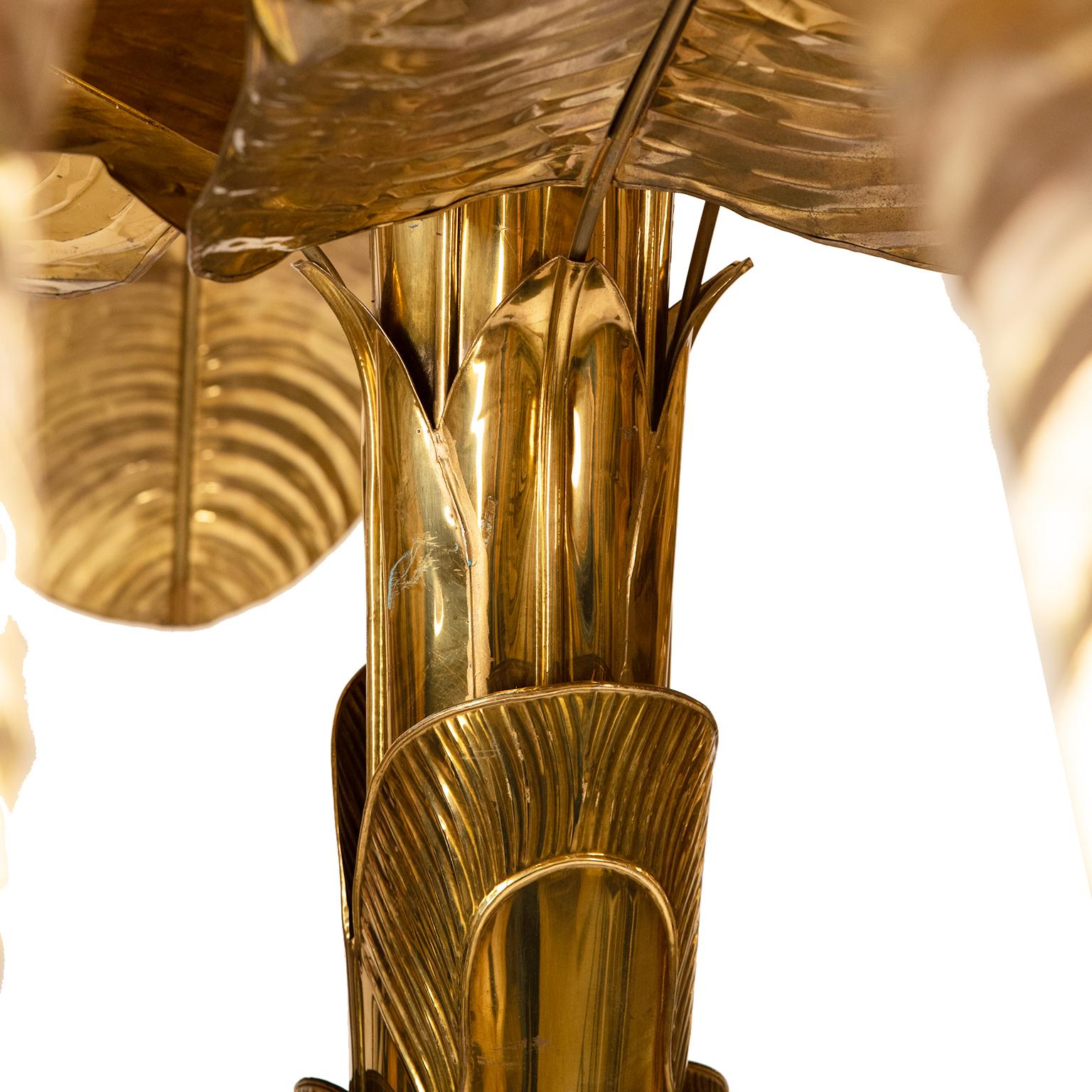 Brass Palm-Banana Tree Sculpture  In Good Condition For Sale In Toronto, ON