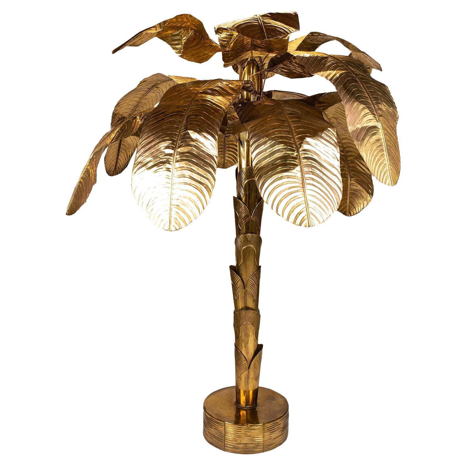 Brass Palm-Banana Tree Sculpture  For Sale