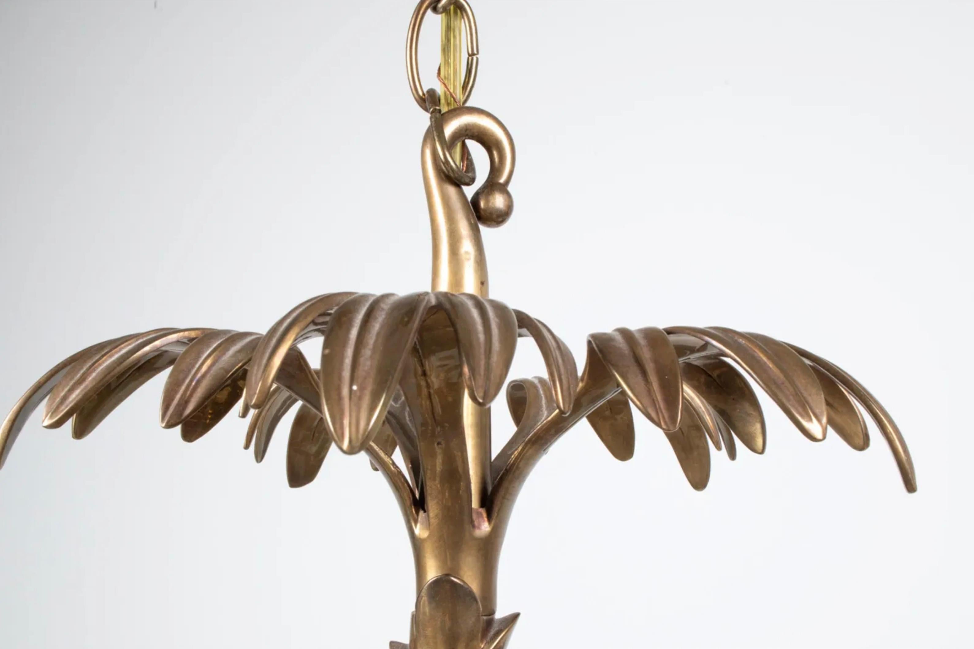 Brass Palm Chandelier For Sale 1