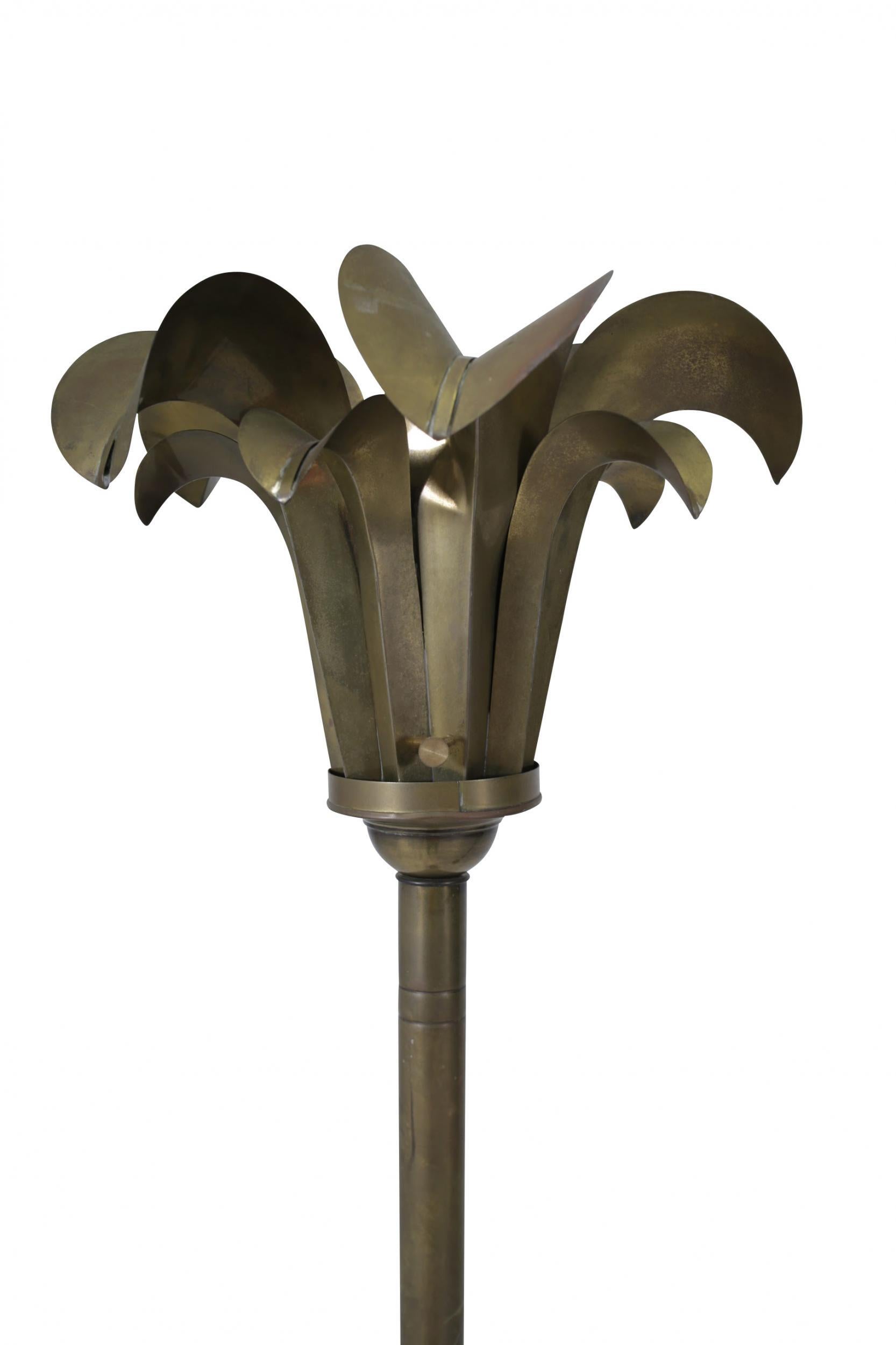 Late 20th Century Brass Palm Frond Floor Lamps, Hart Associates, 1980